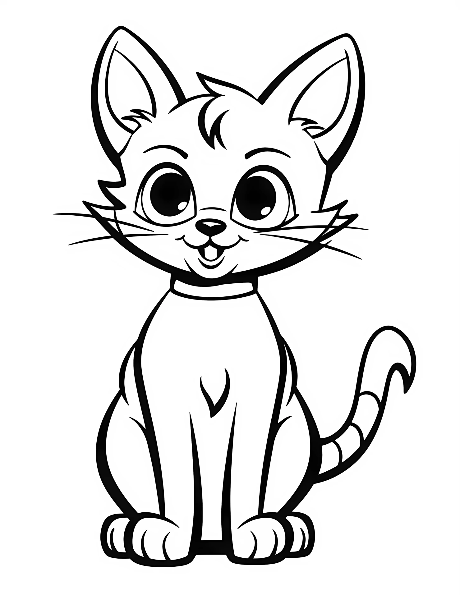 Cat for kids coloring page on white color background #30905