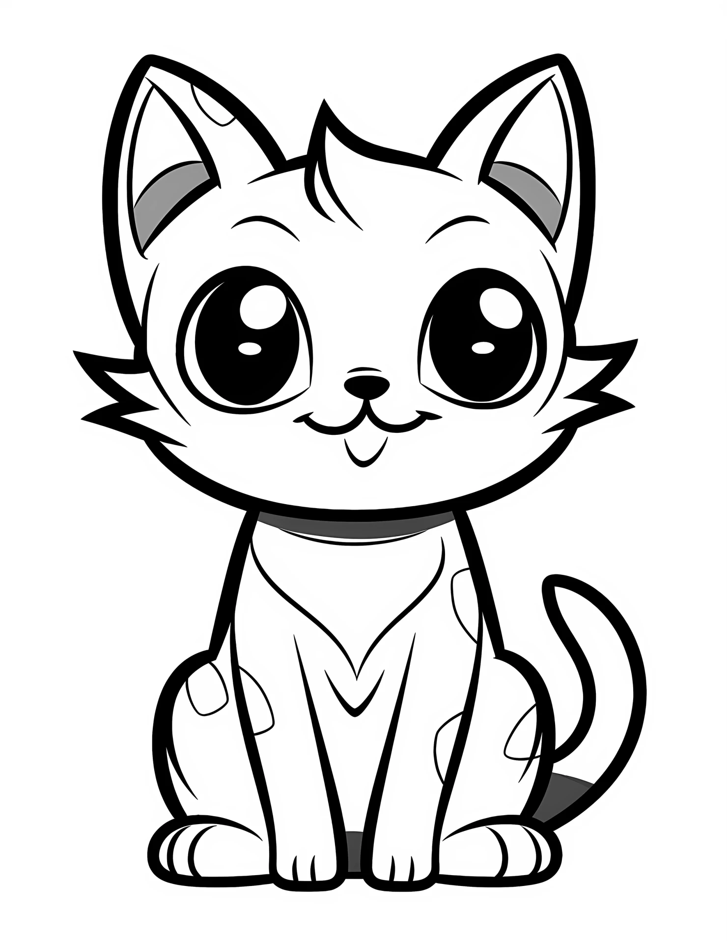 Cat for kids coloring page on white color background #30906