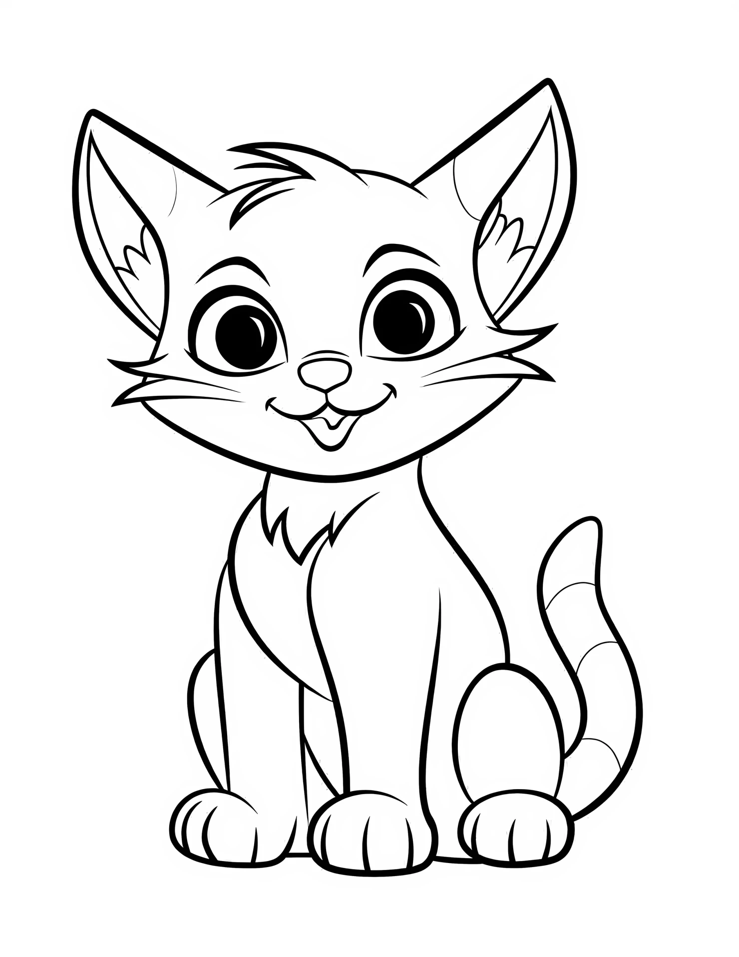 Cat for kids coloring page on white color background #30907