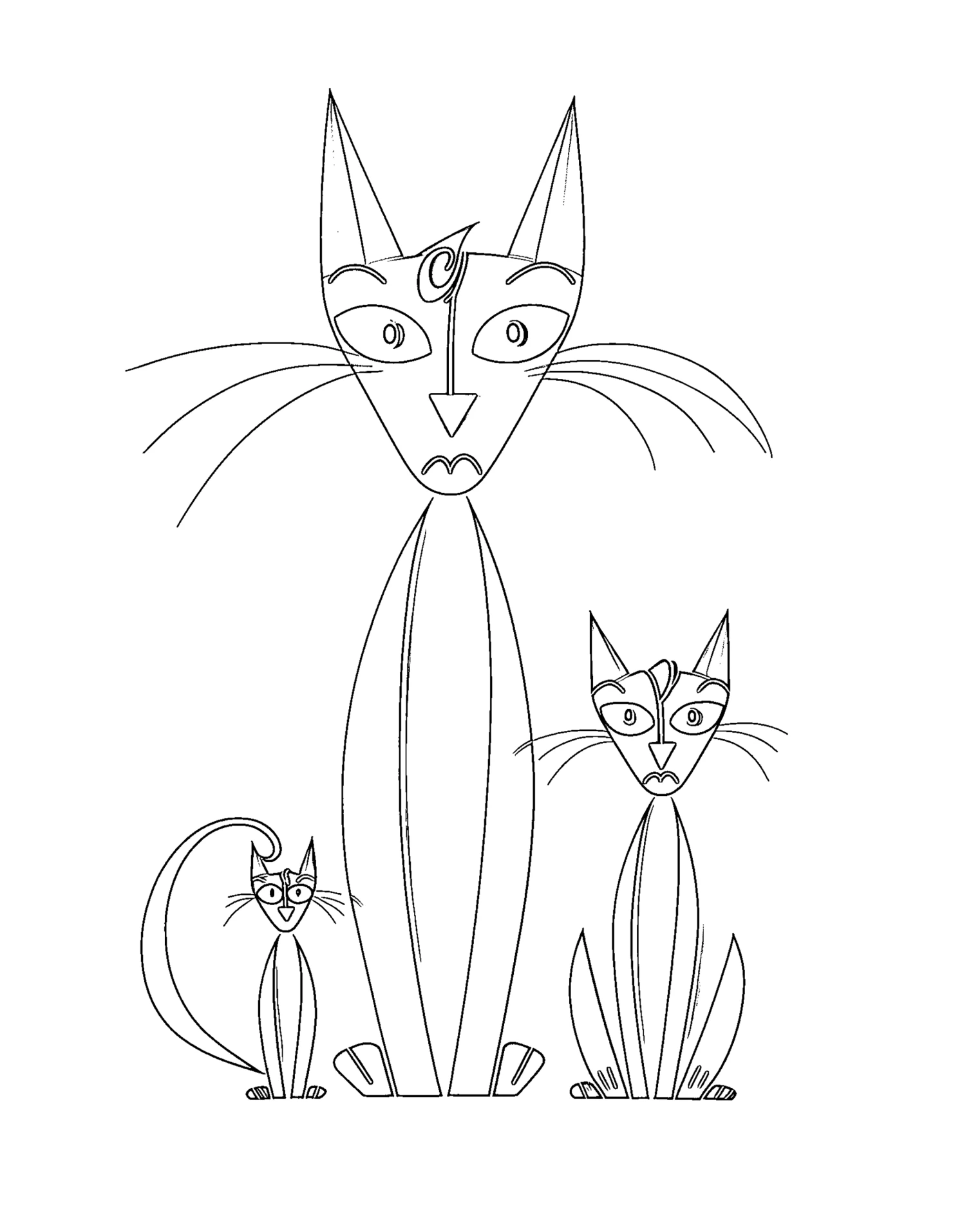 Cat for kids coloring page on white color background #30909