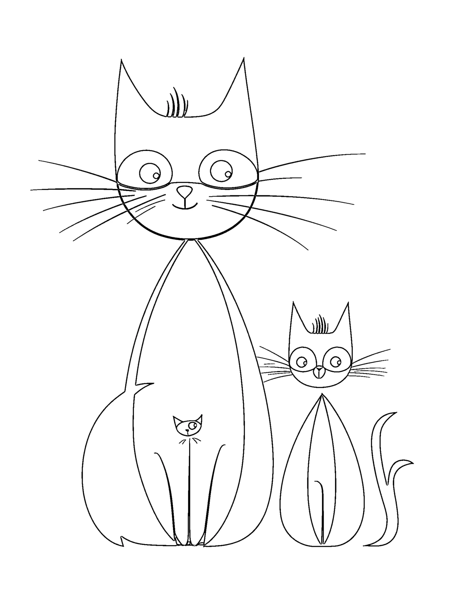 Cat for kids coloring page on white color background #30912