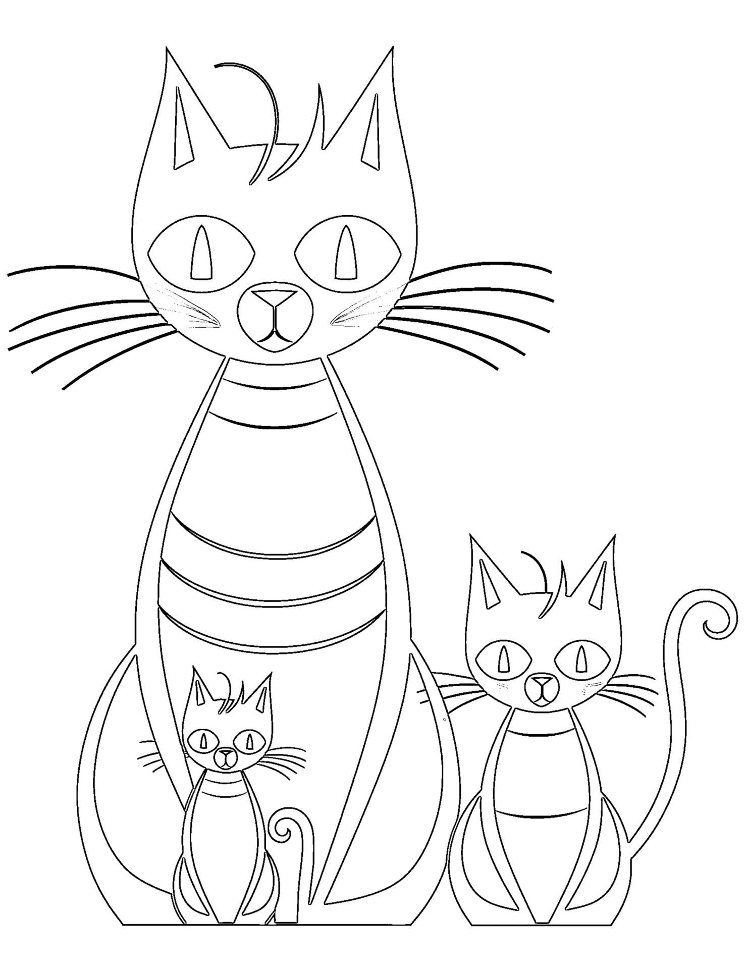 Cat for kids coloring page on white color background #30914