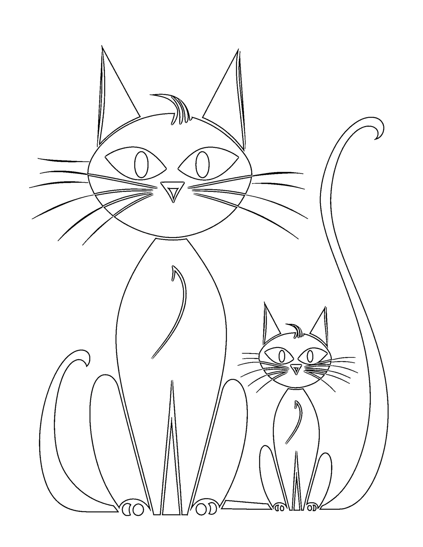 Cat for kids coloring page on white color background #30915