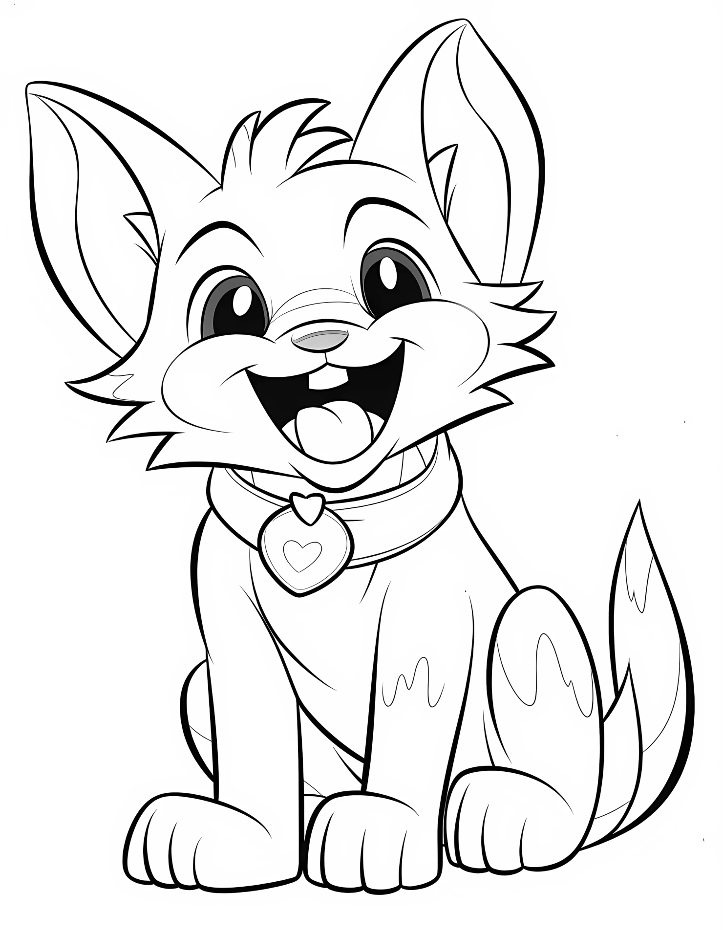 Cat for kids coloring page on white color background #30916