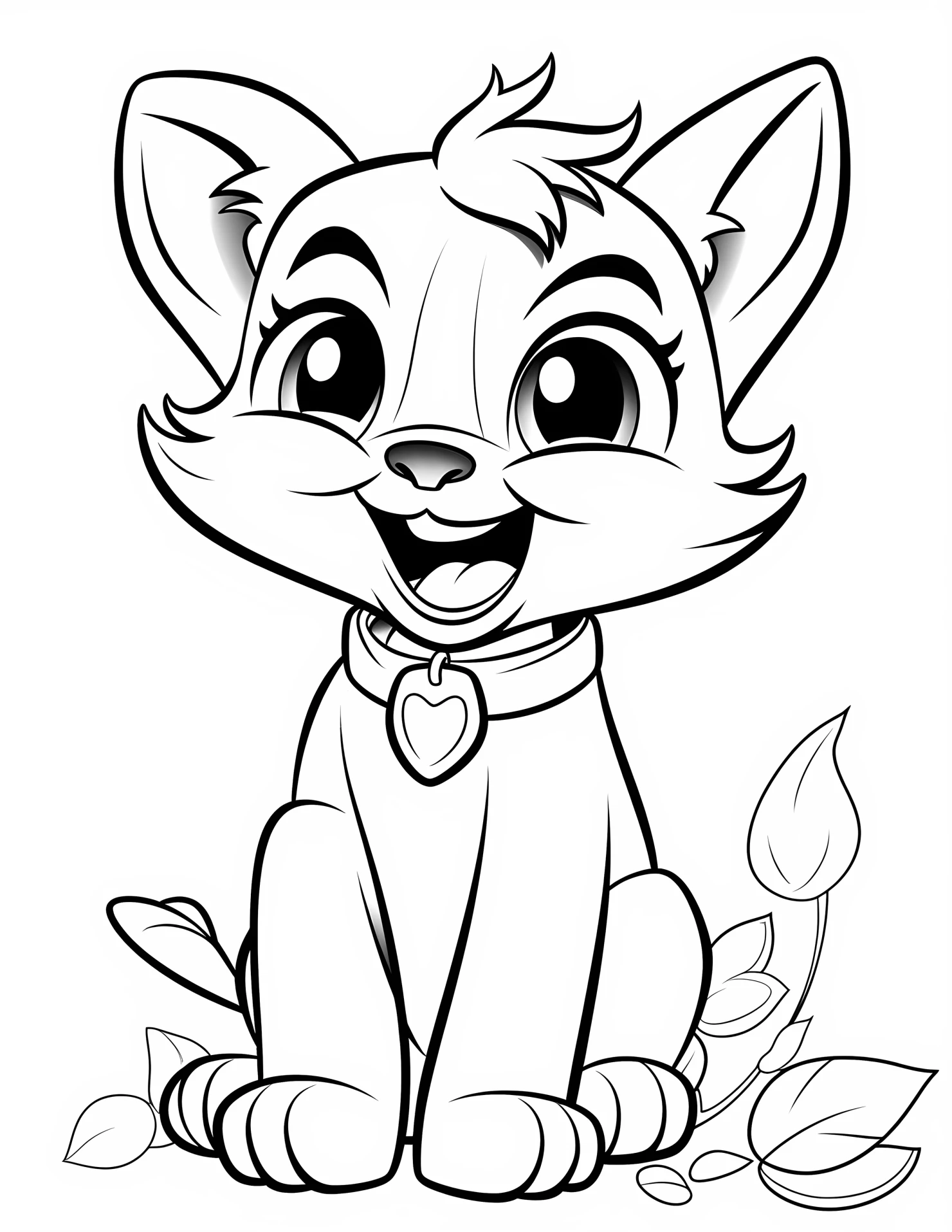 Cat for kids coloring page on white color background #30917