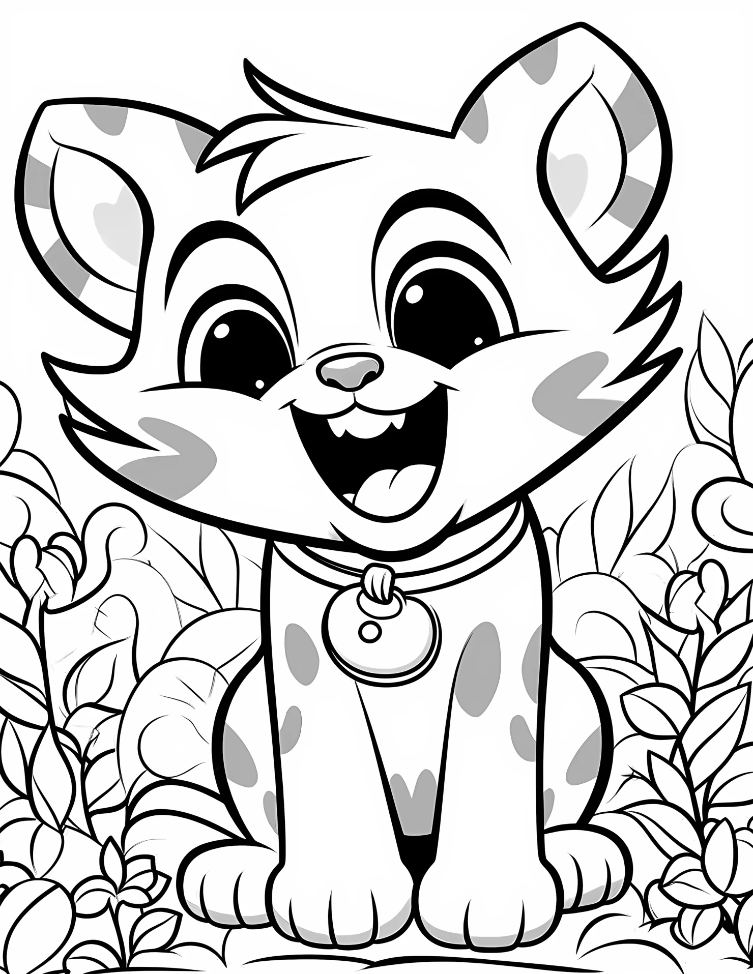 Cat for kids coloring page on white color background #30918