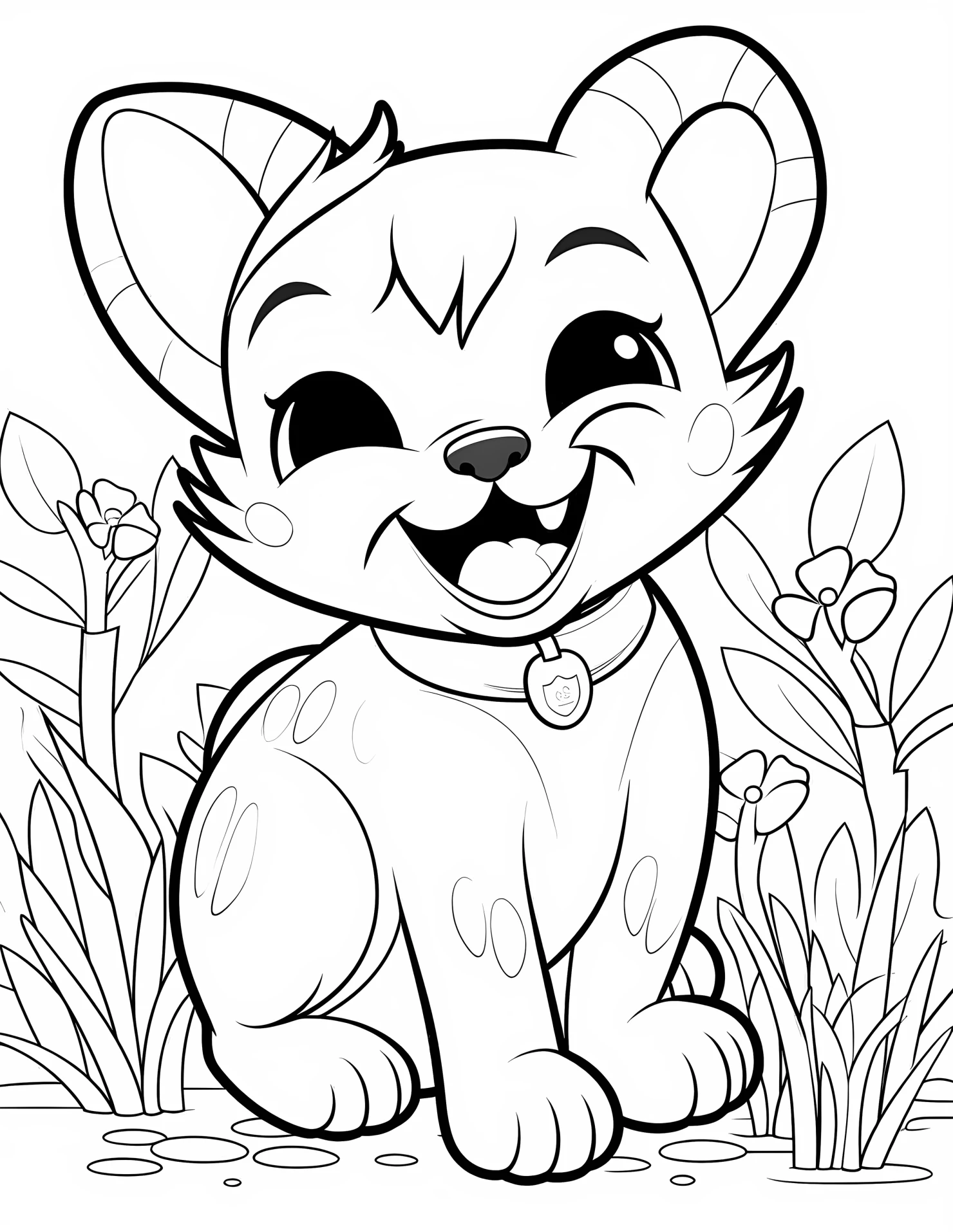 Cat for kids coloring page on white color background #30919