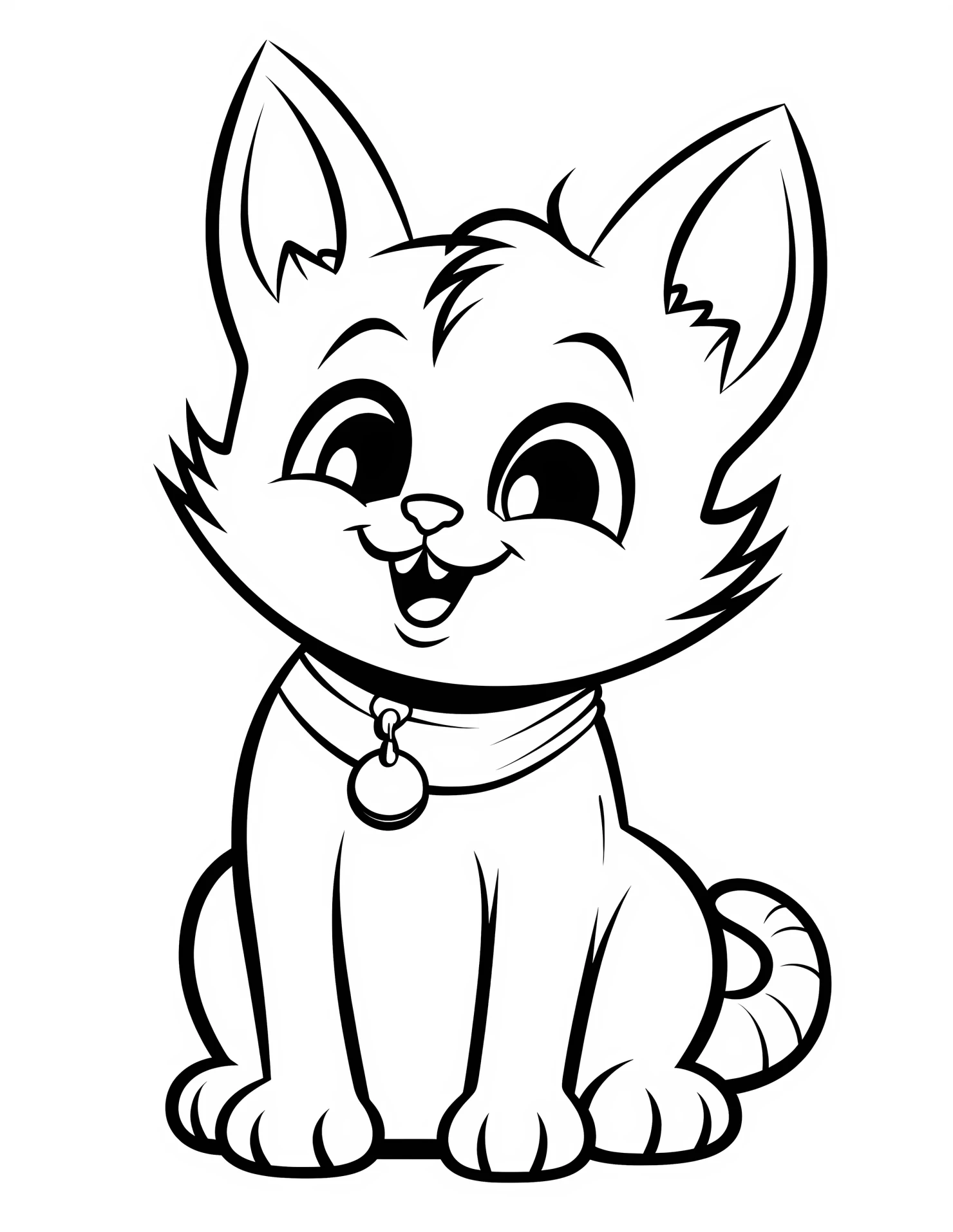 Cat for kids coloring page on white color background #30920