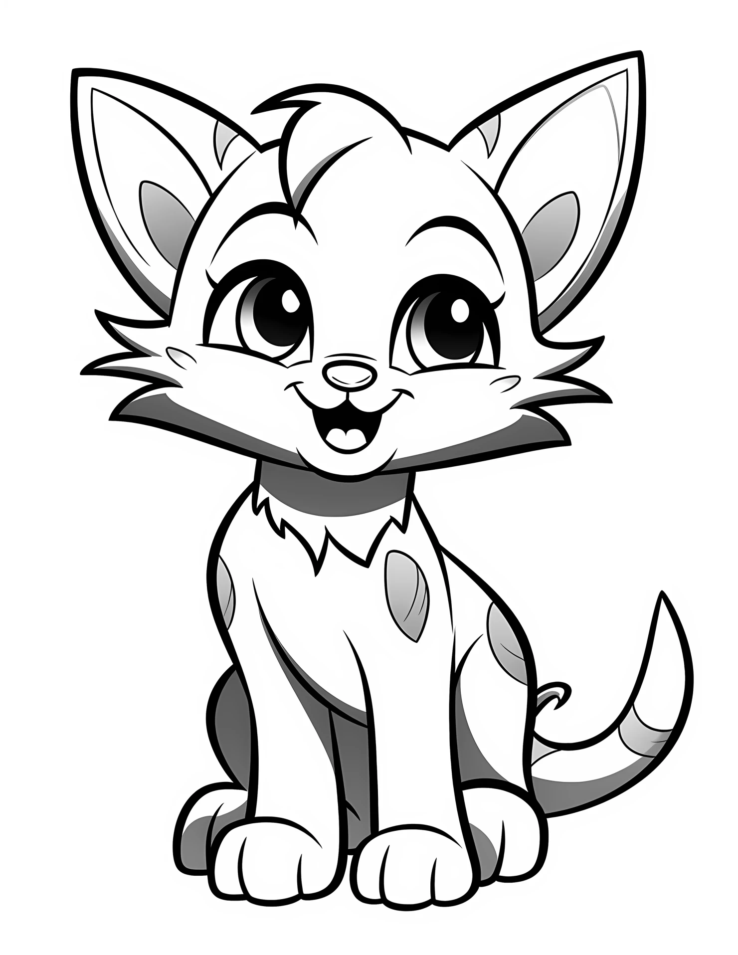 Cat for kids coloring page on white color background #30922
