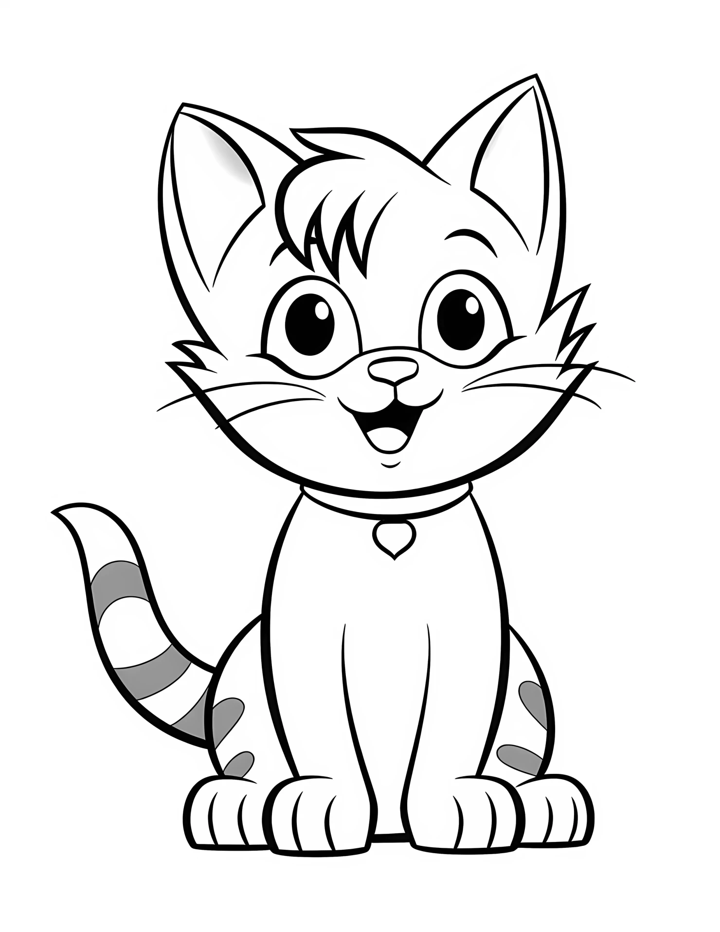 Cat for kids coloring page on white color background #30924