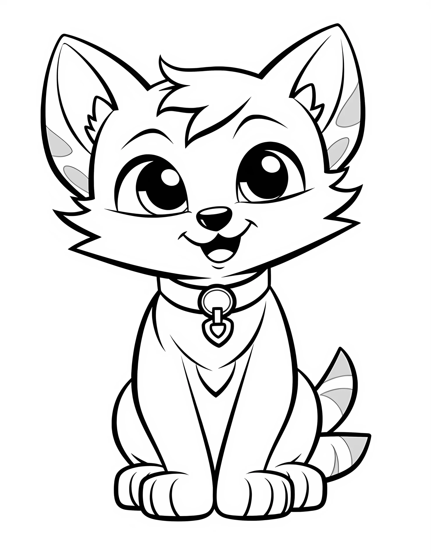 Cat for kids coloring page on white color background #30926