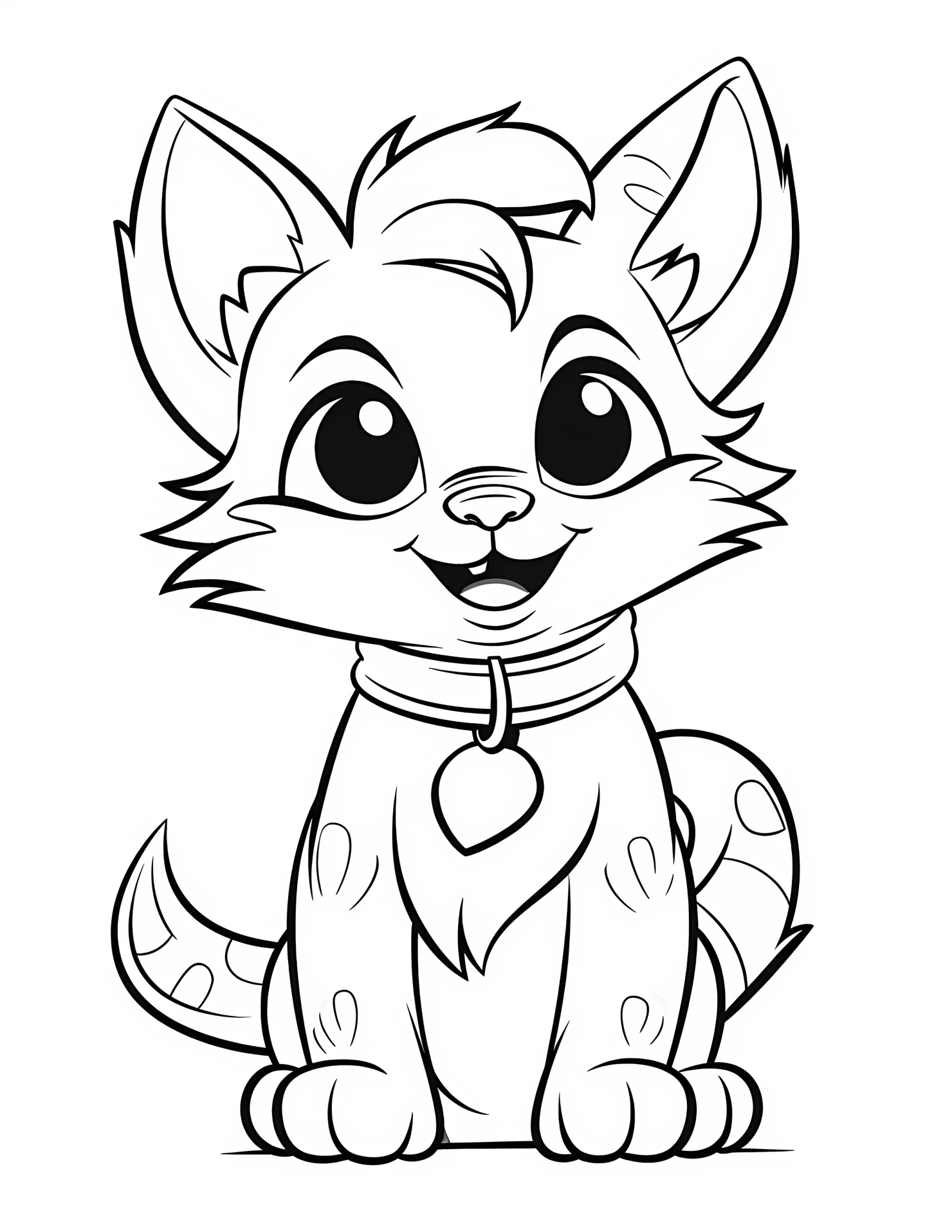 Cat for kids coloring page on white color background #30927