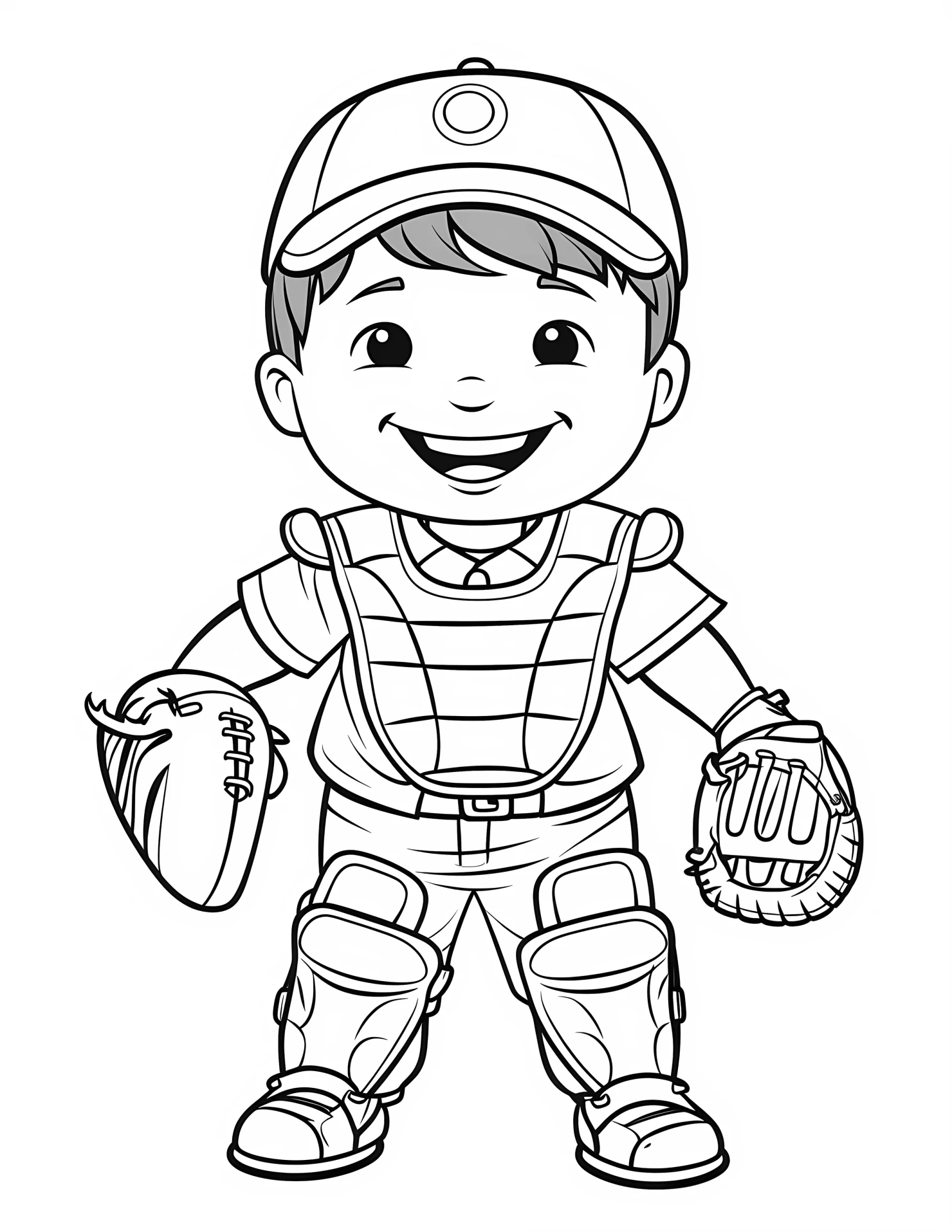 Catcher for kids coloring page on white color background #30936