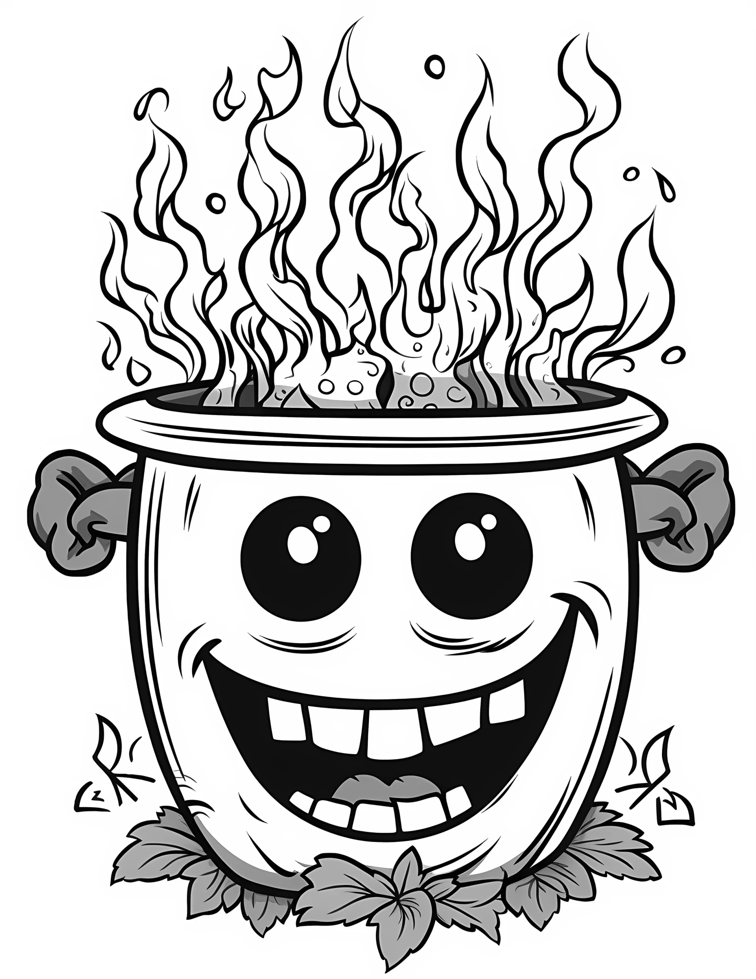 Cauldron for kids coloring page on white color background #30943