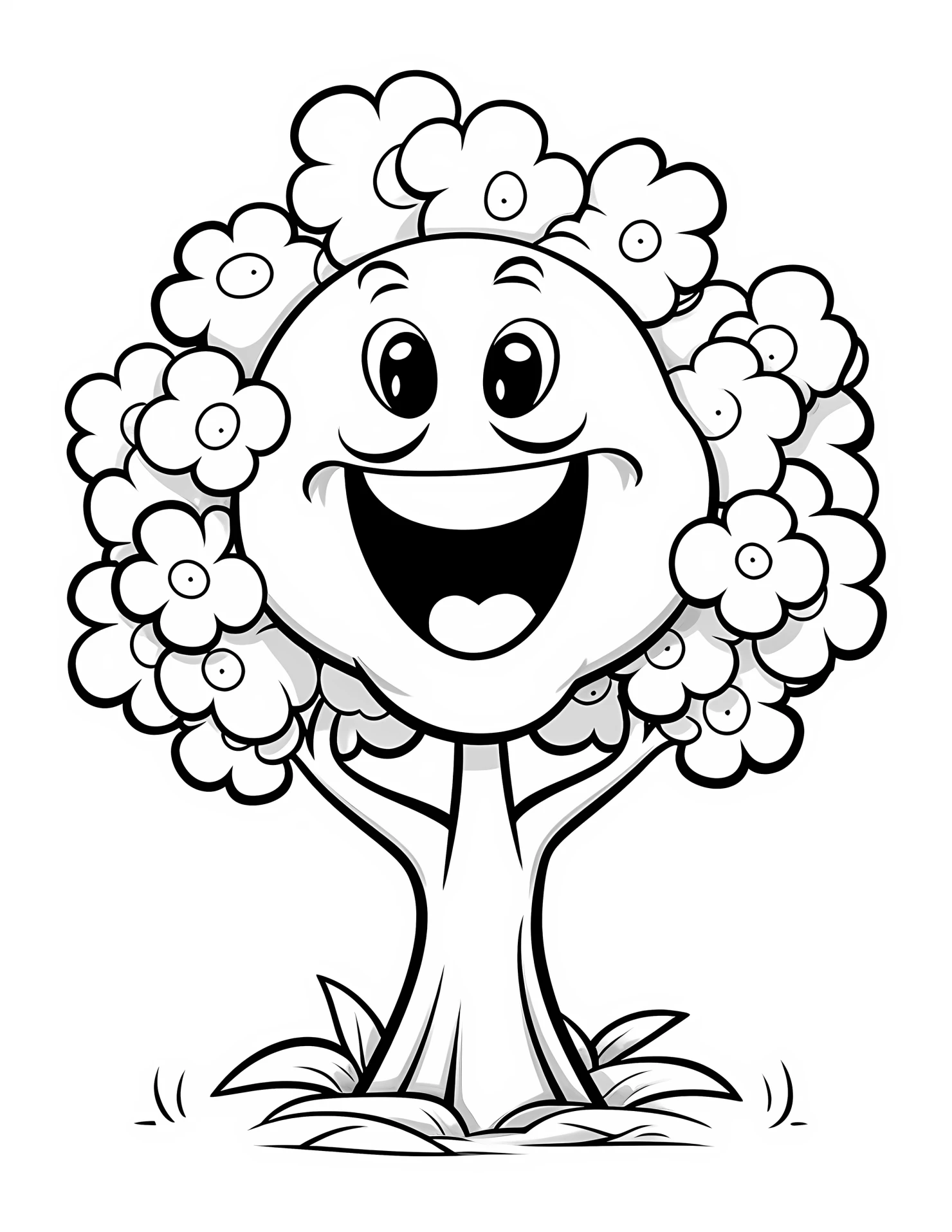 Cherry blossom tree for kids coloring page on white color background #30957