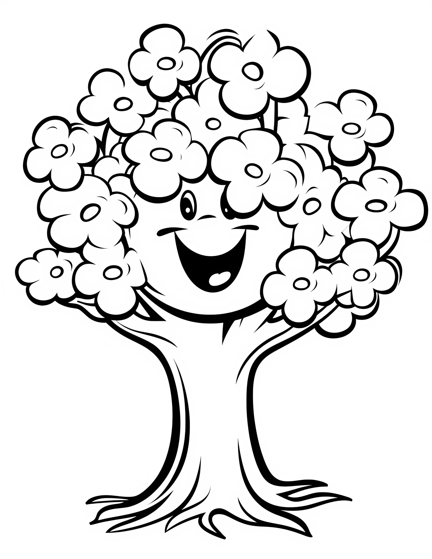 Cherry blossom tree for kids coloring page on white color background #30959