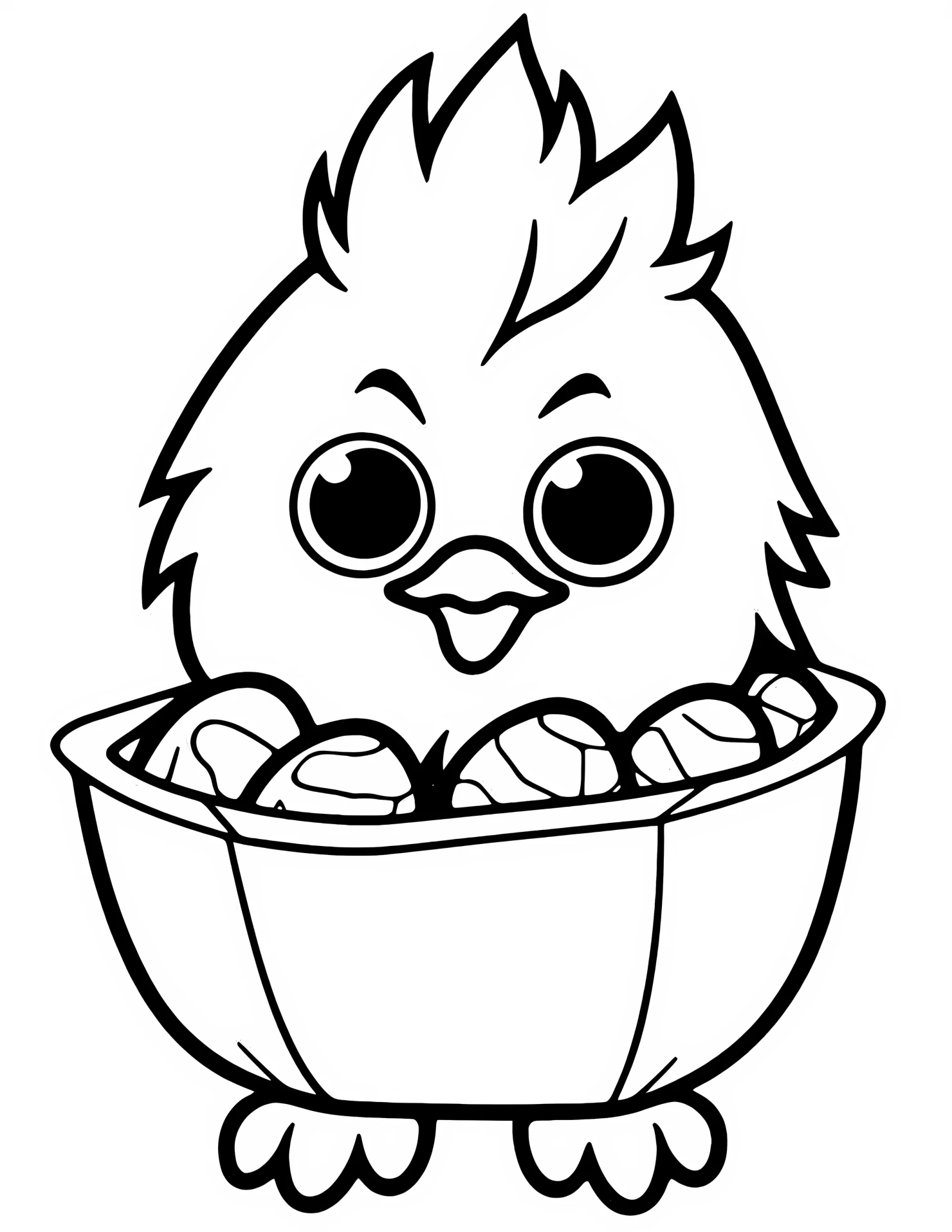 Chicken for kids coloring page on white color background #30971