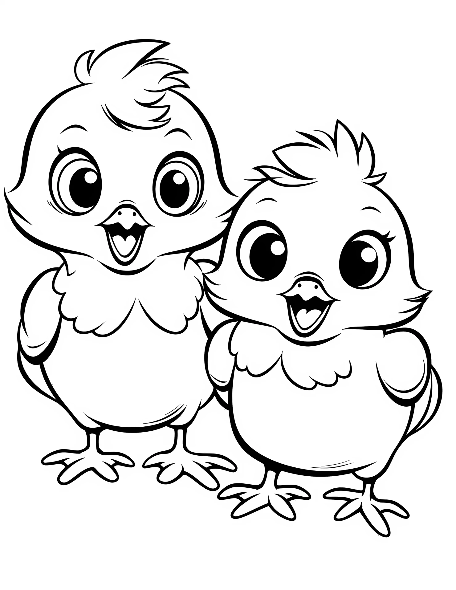 Chicken for kids coloring page on white color background #30974