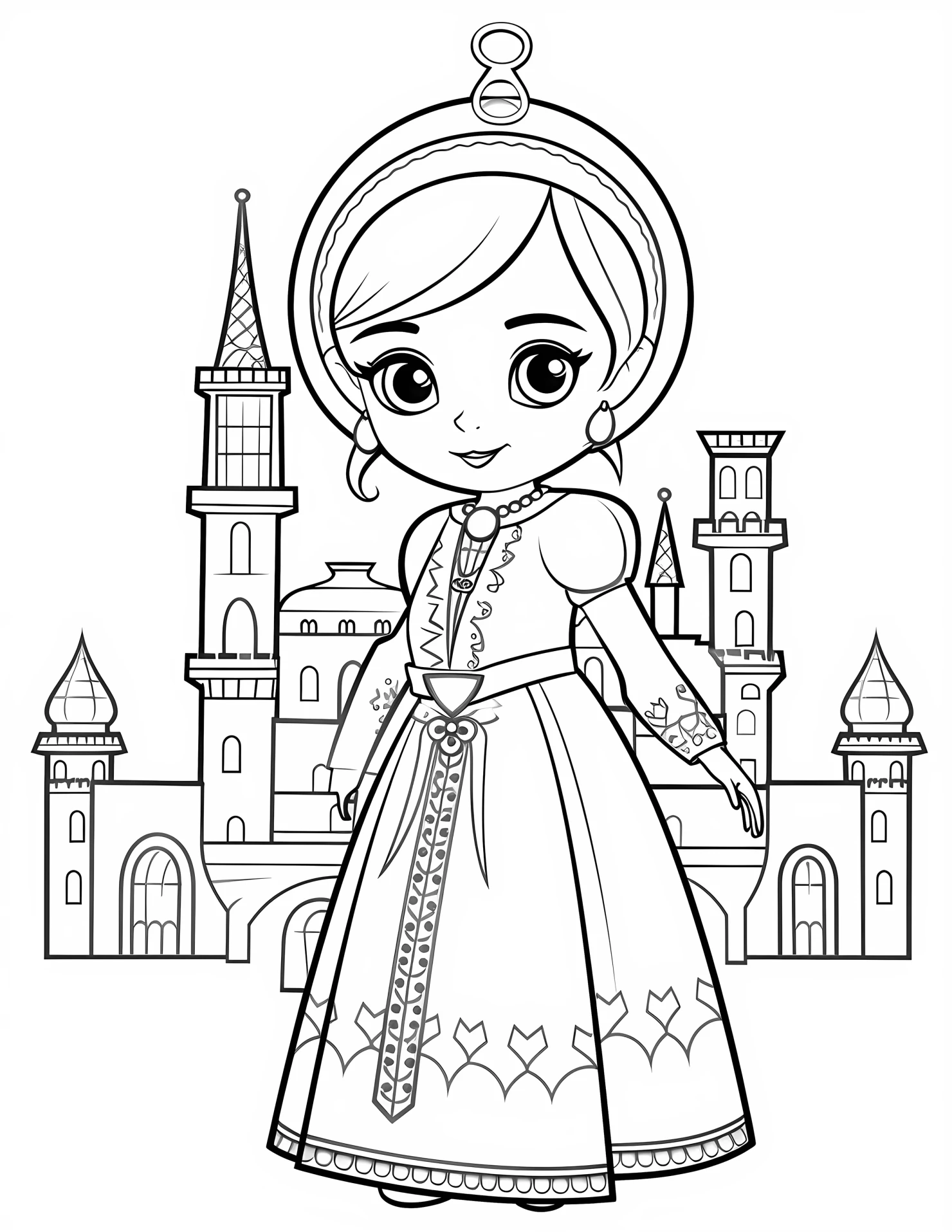 Cinderella for kids coloring page on white color background #30996