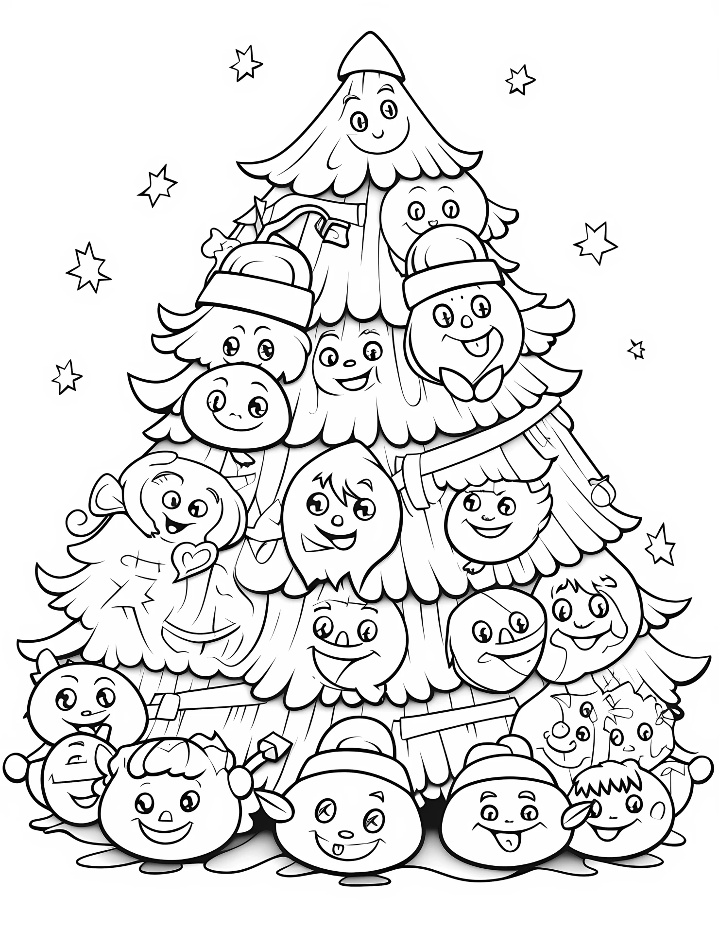 Christmas tree for kids coloring page on white color background #30997