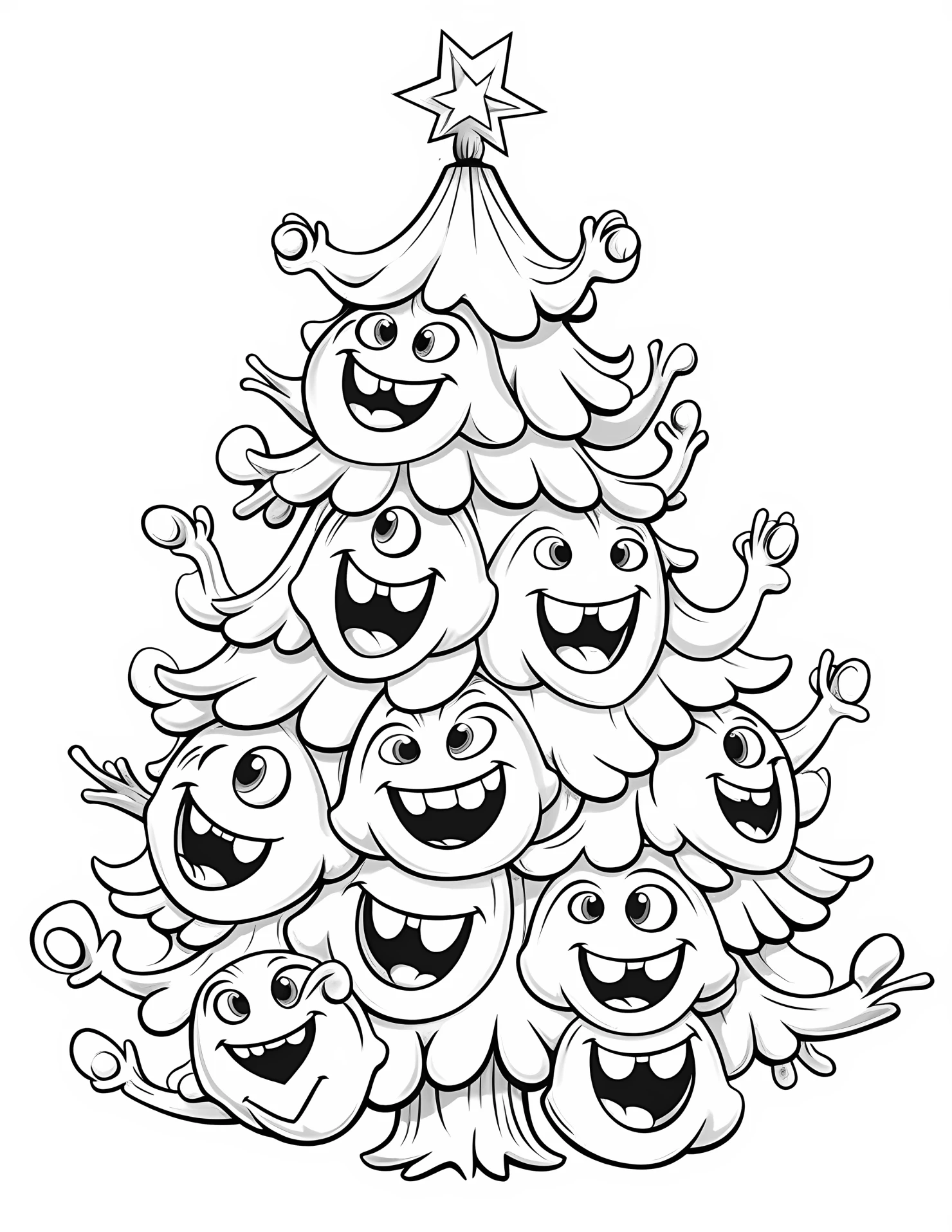 Christmas tree for kids coloring page on white color background #30998