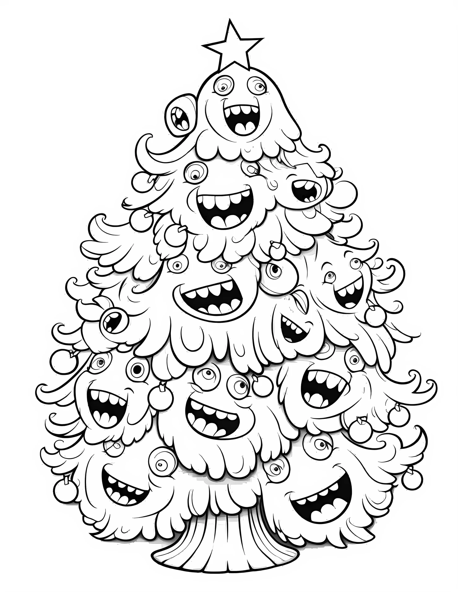 Christmas tree for kids coloring page on white color background #30999