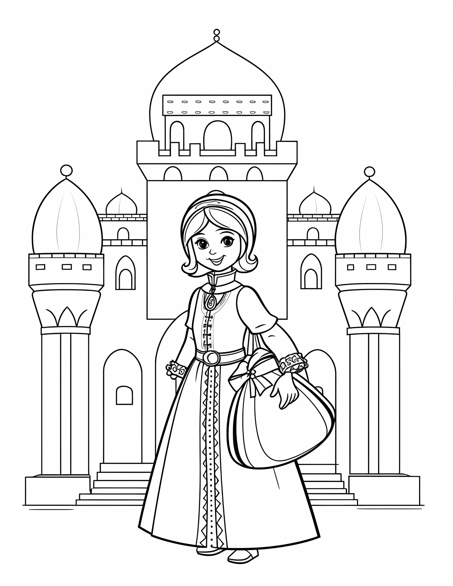 Cinderella  for kids coloring page on white color background #31000