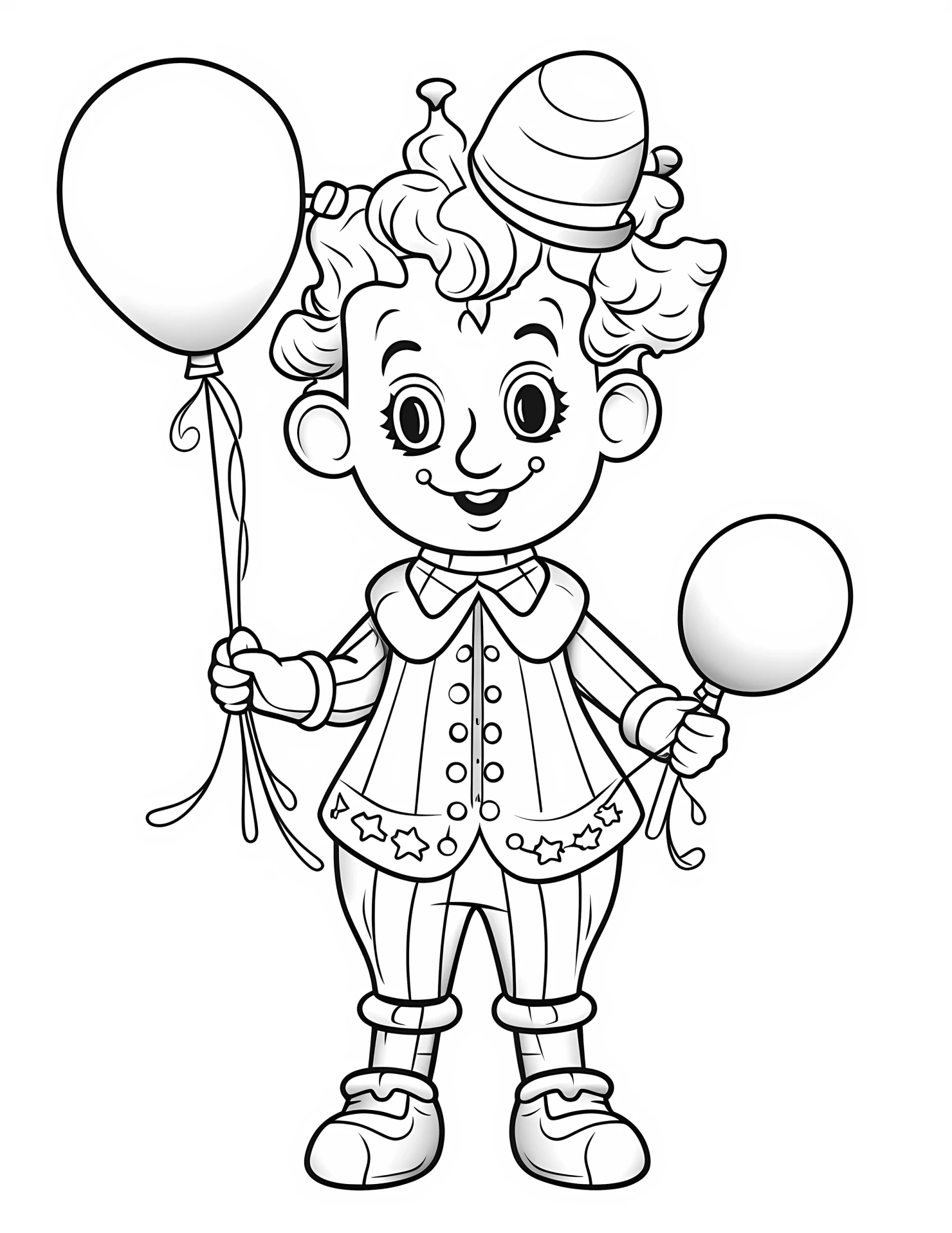 Clown for kids coloring page on white color background #31021