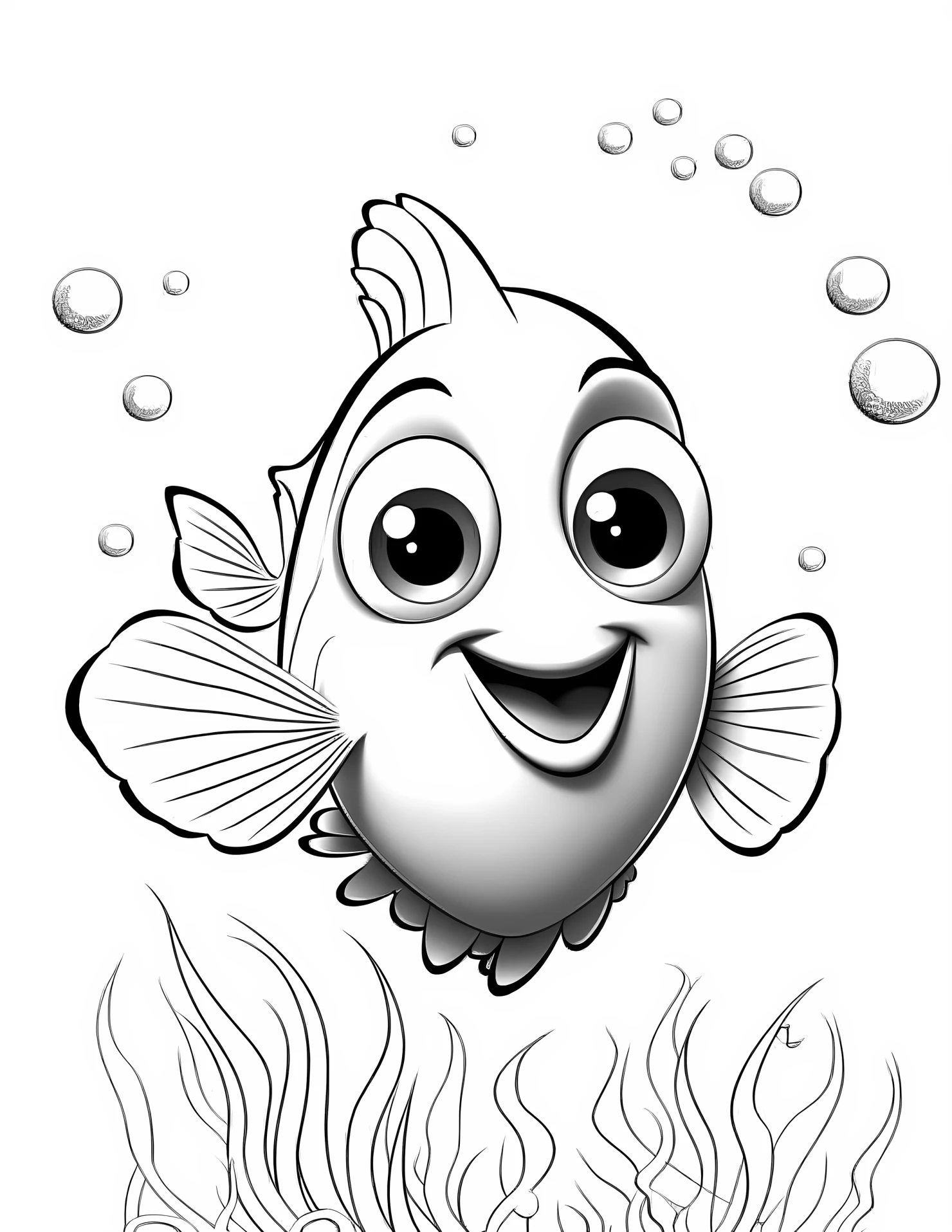 Clownfish for kids coloring page on white color background #31027