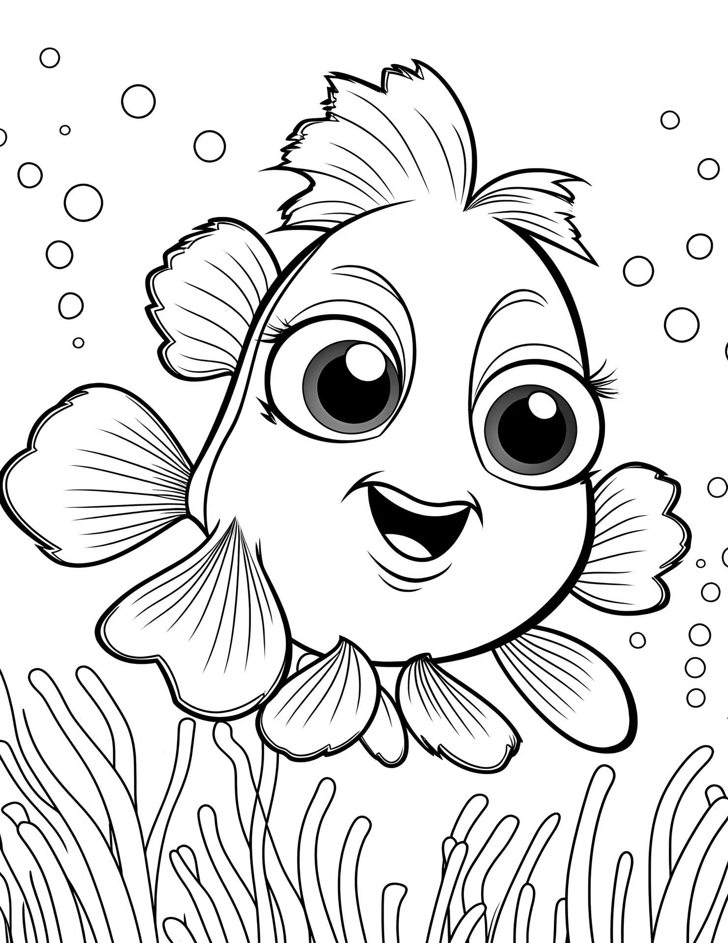 Clownfish for kids coloring page on white color background #31028