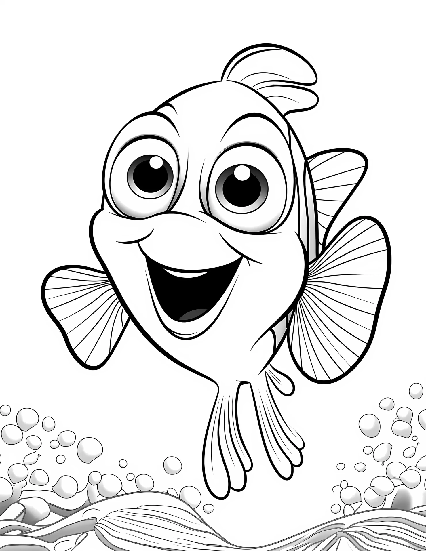 Clownfish for kids coloring page on white color background #31029