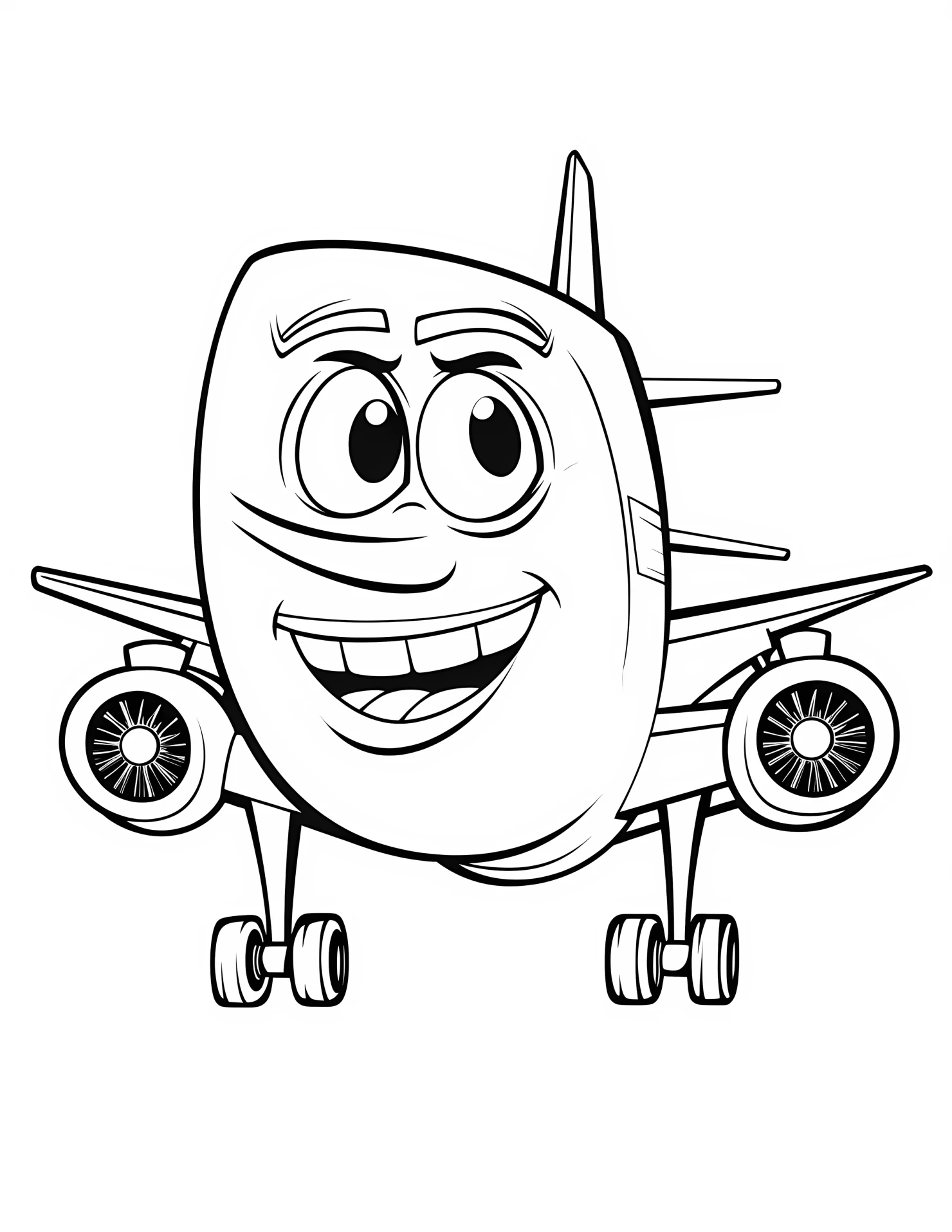 Commercial plane for kids coloring page on white color background #31039