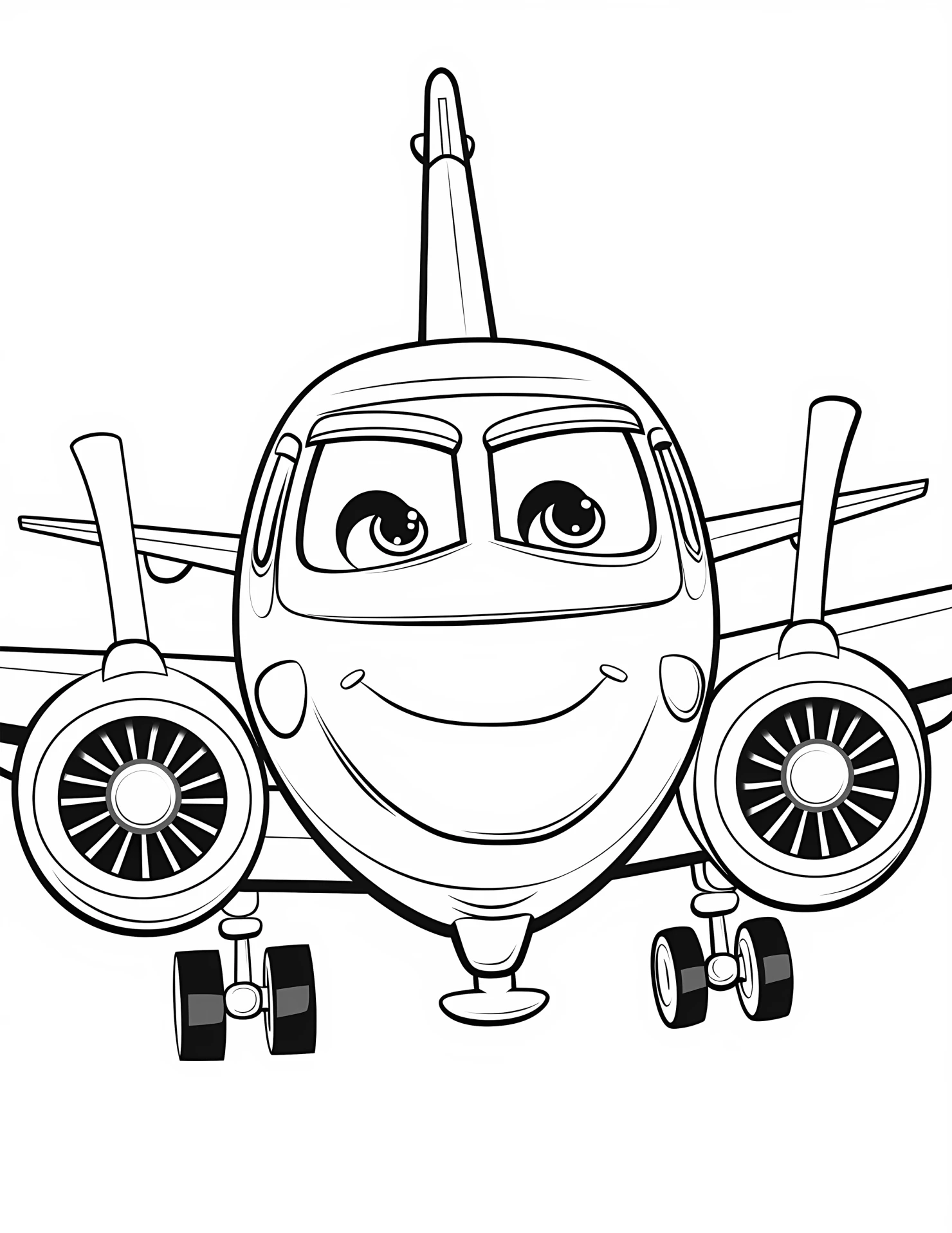 Commercial plane for kids coloring page on white color background #31040