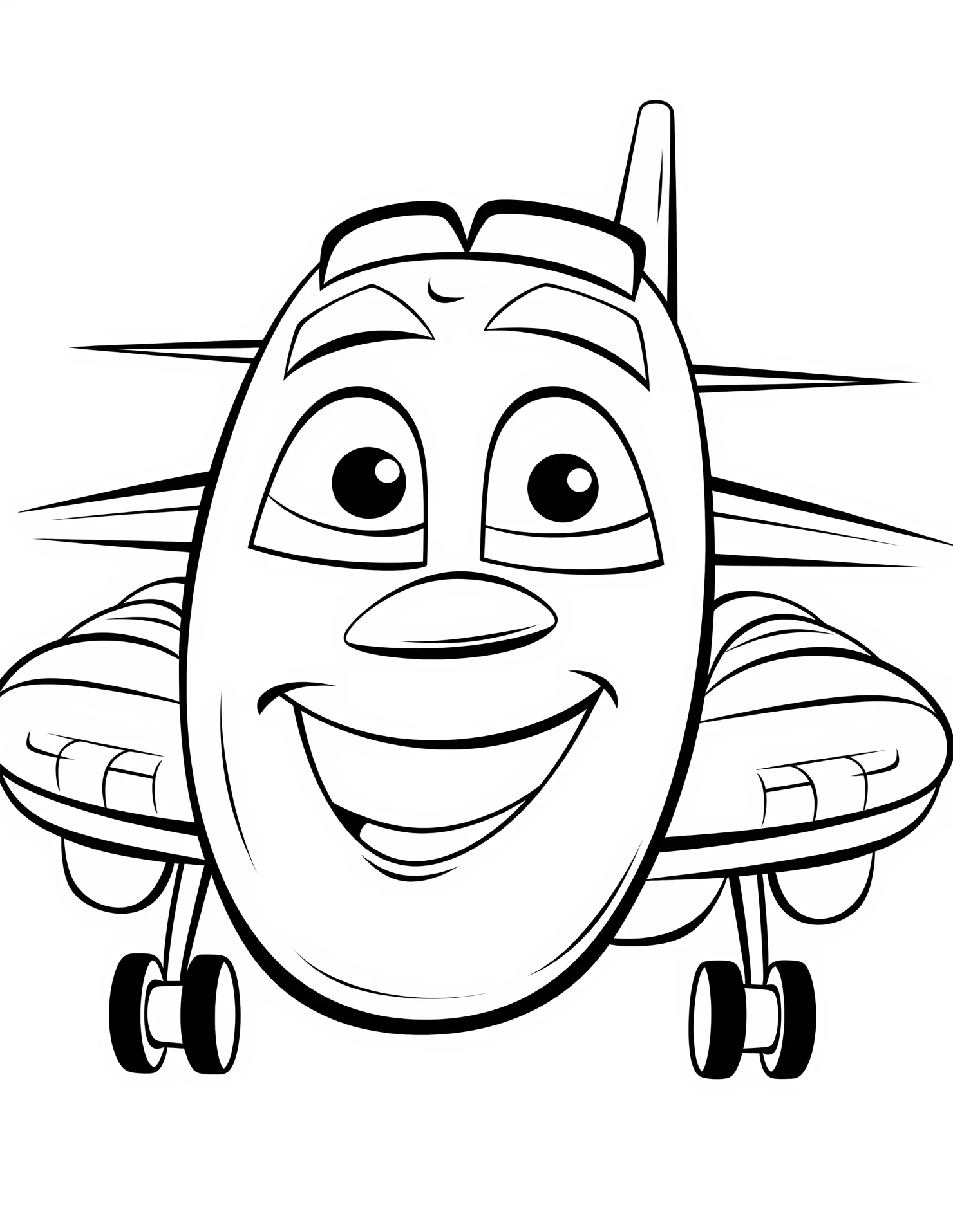 Commercial plane for kids coloring page on white color background #31041