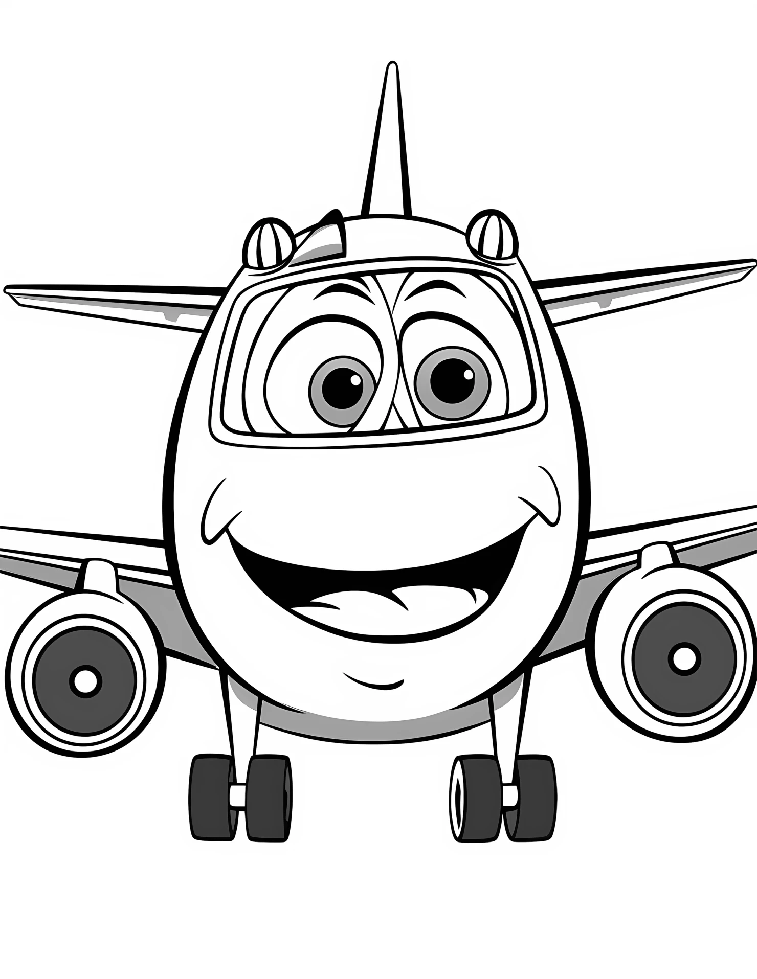 Commercial plane for kids coloring page on white color background #31042