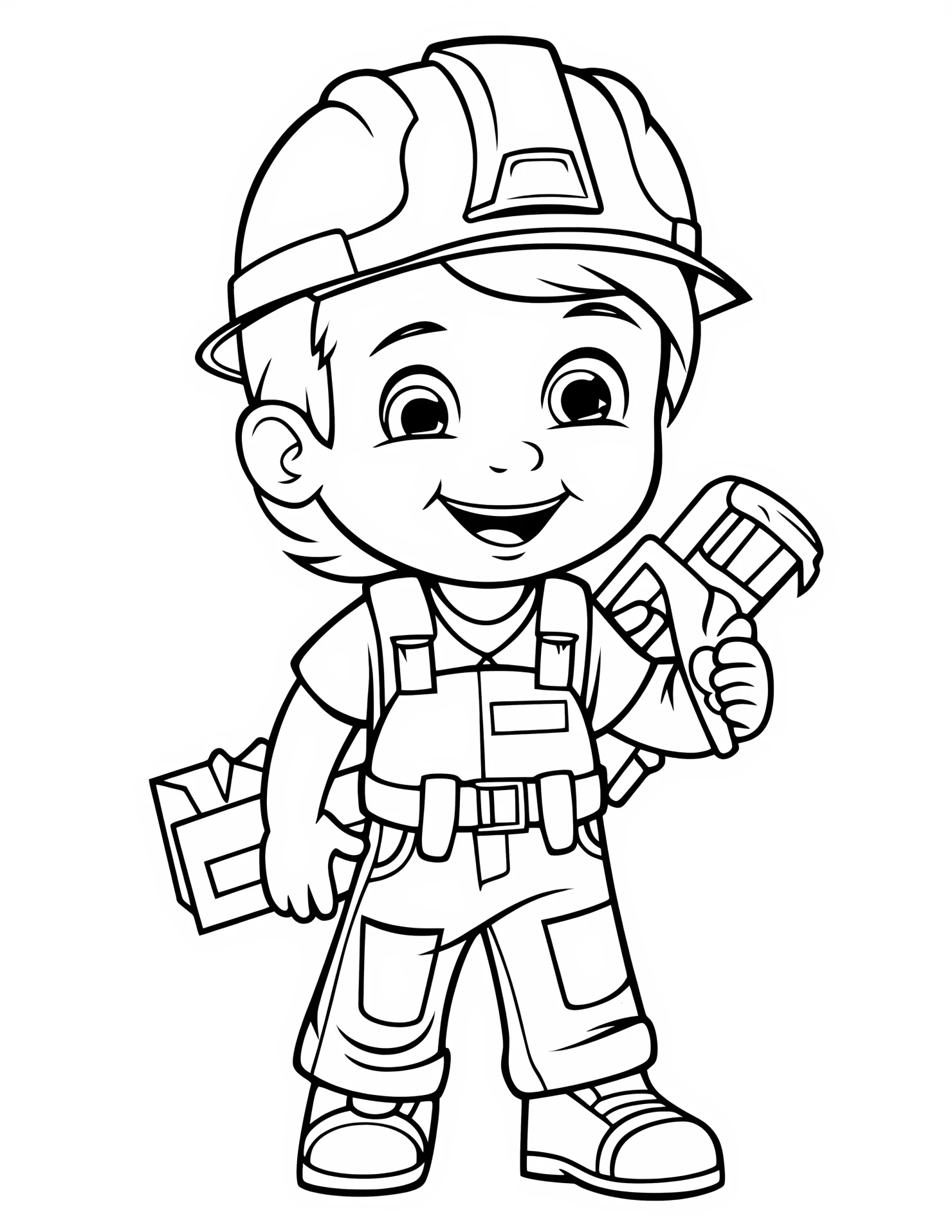 Construction worker for kids coloring page on white color background #31047
