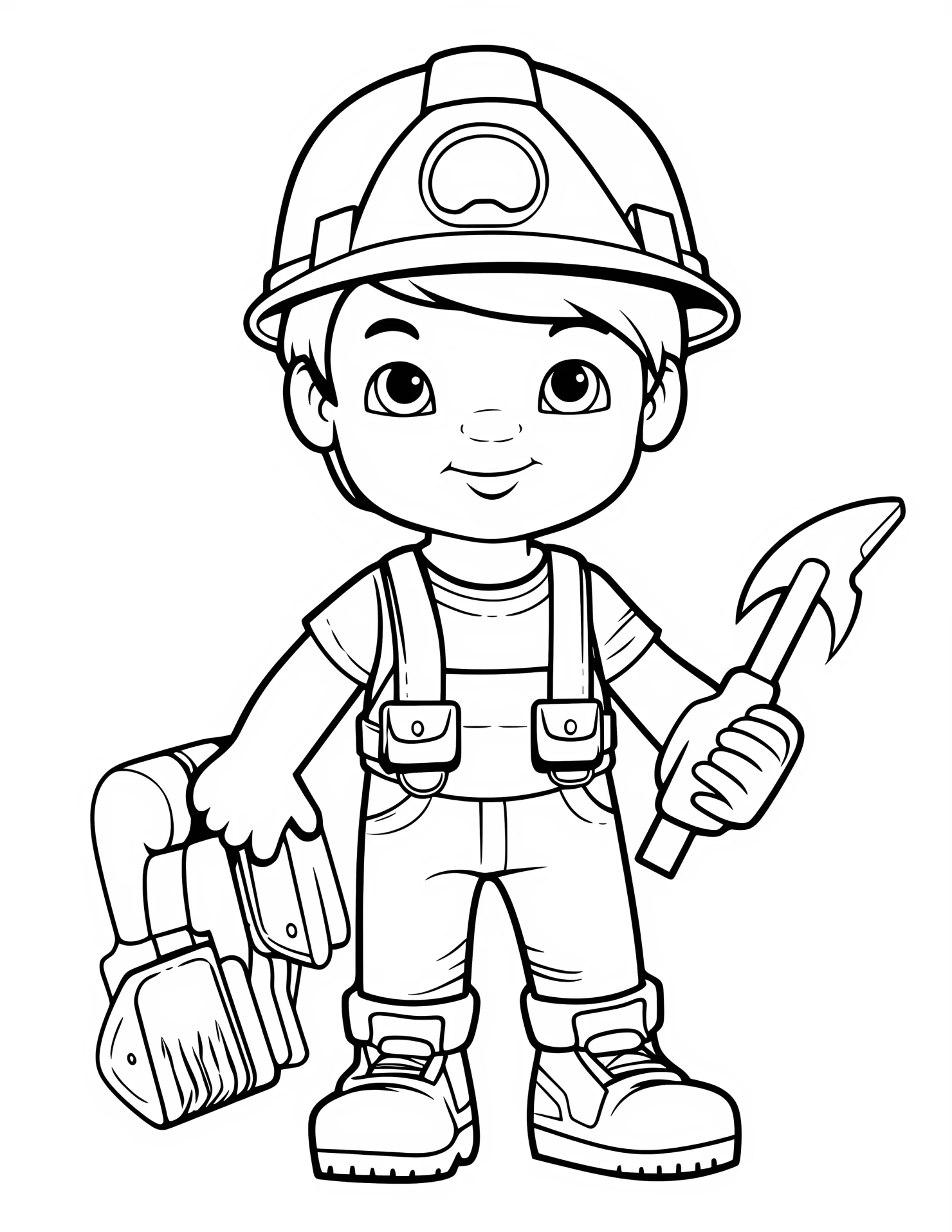 Construction worker for kids coloring page on white color background #31048