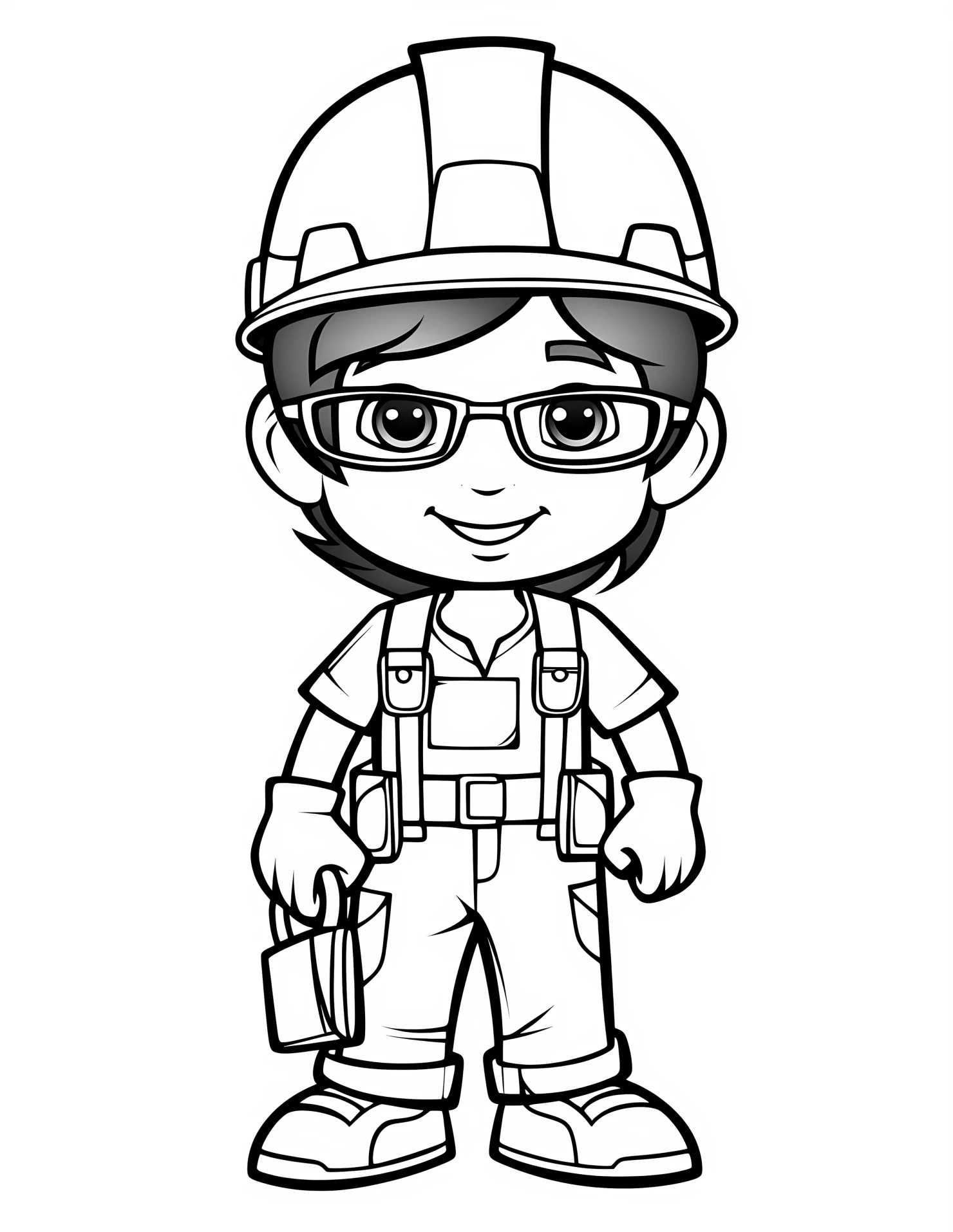 Construction worker for kids coloring page on white color background #31049