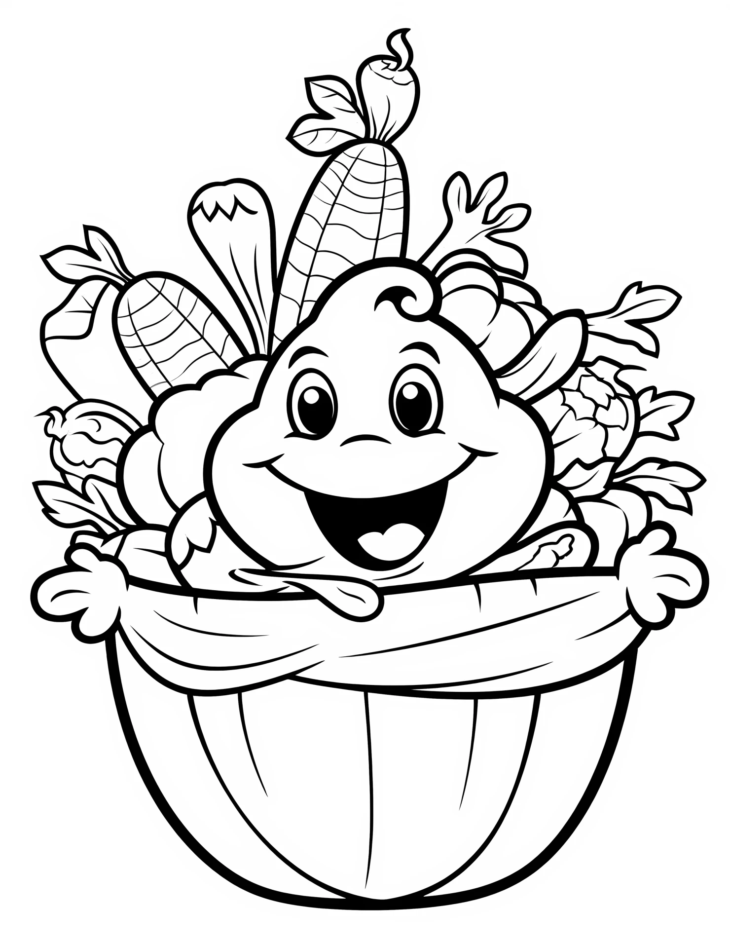 Cornucopia for kids coloring page on white color background #31068