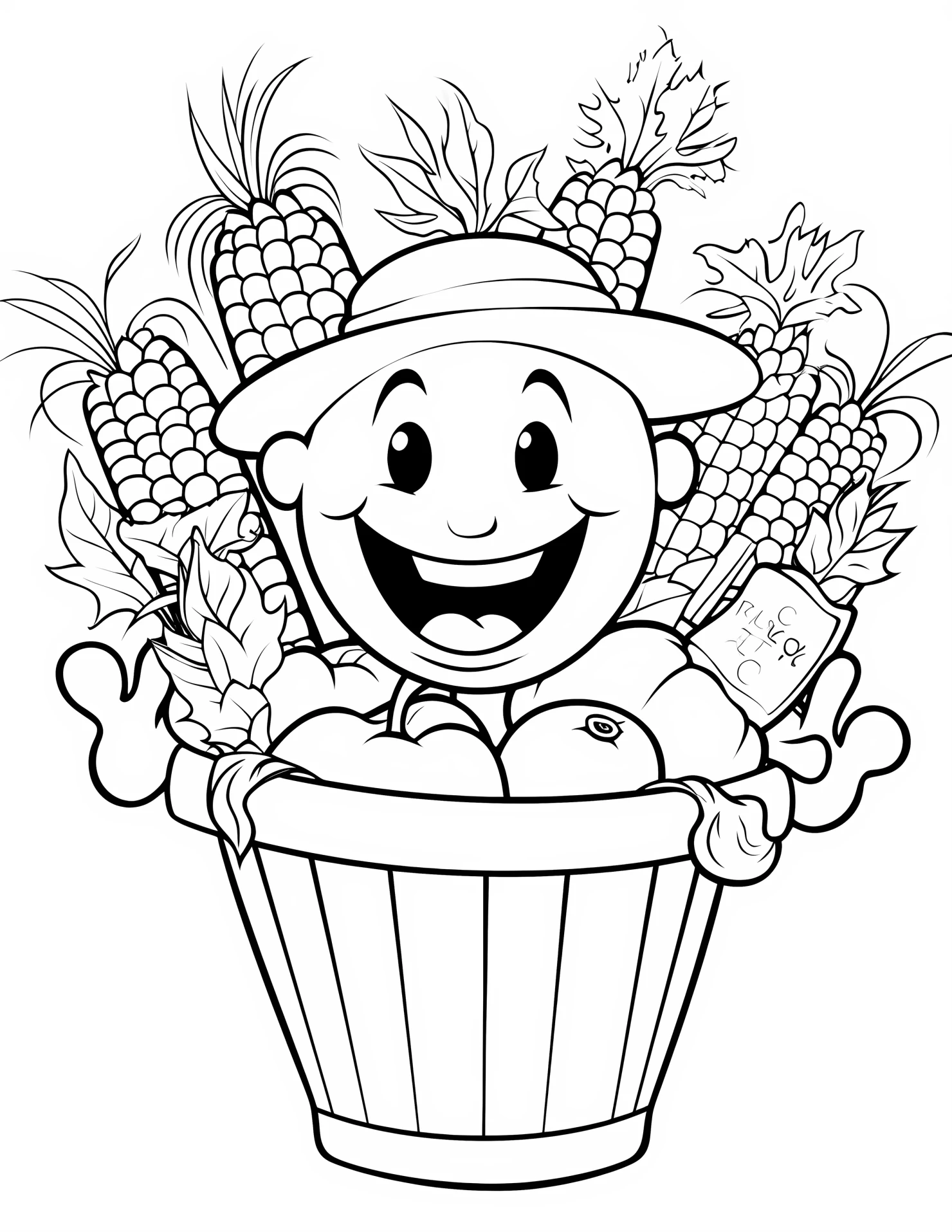 Cornucopia for kids coloring page on white color background #31069