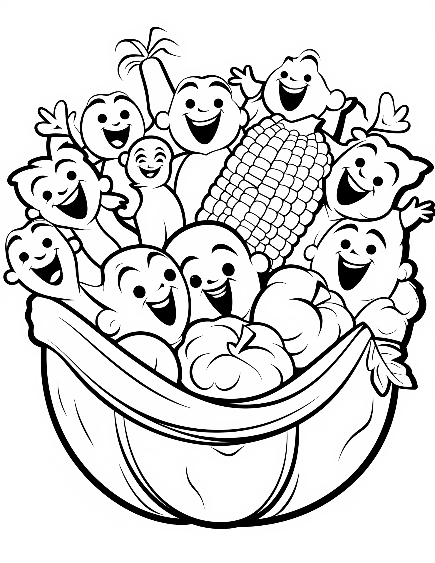 Cornucopia for kids coloring page on white color background #31070