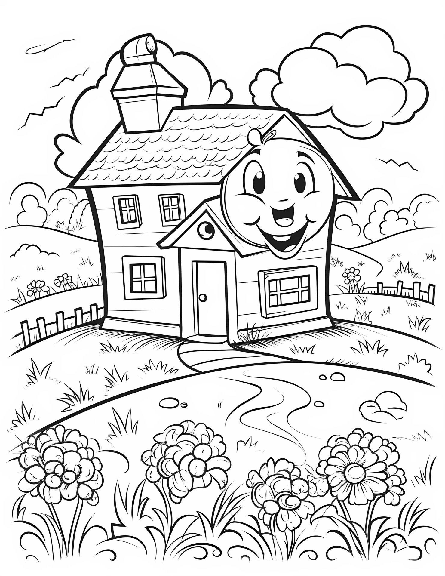 Countryside for kids coloring page on white color background #31081