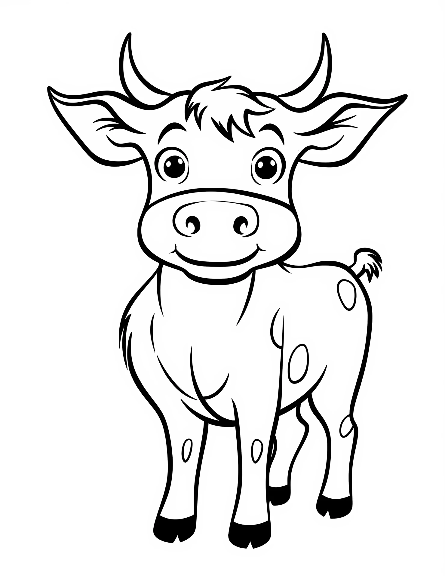 Cow for kids coloring page on white color background #31087
