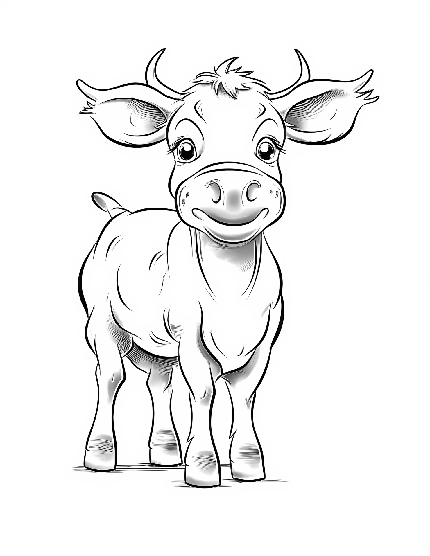 Cow for kids coloring page on white color background #31089