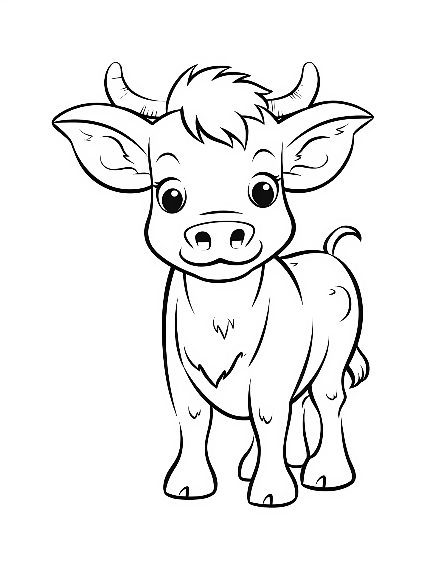 Cow for kids coloring page on white color background #31090