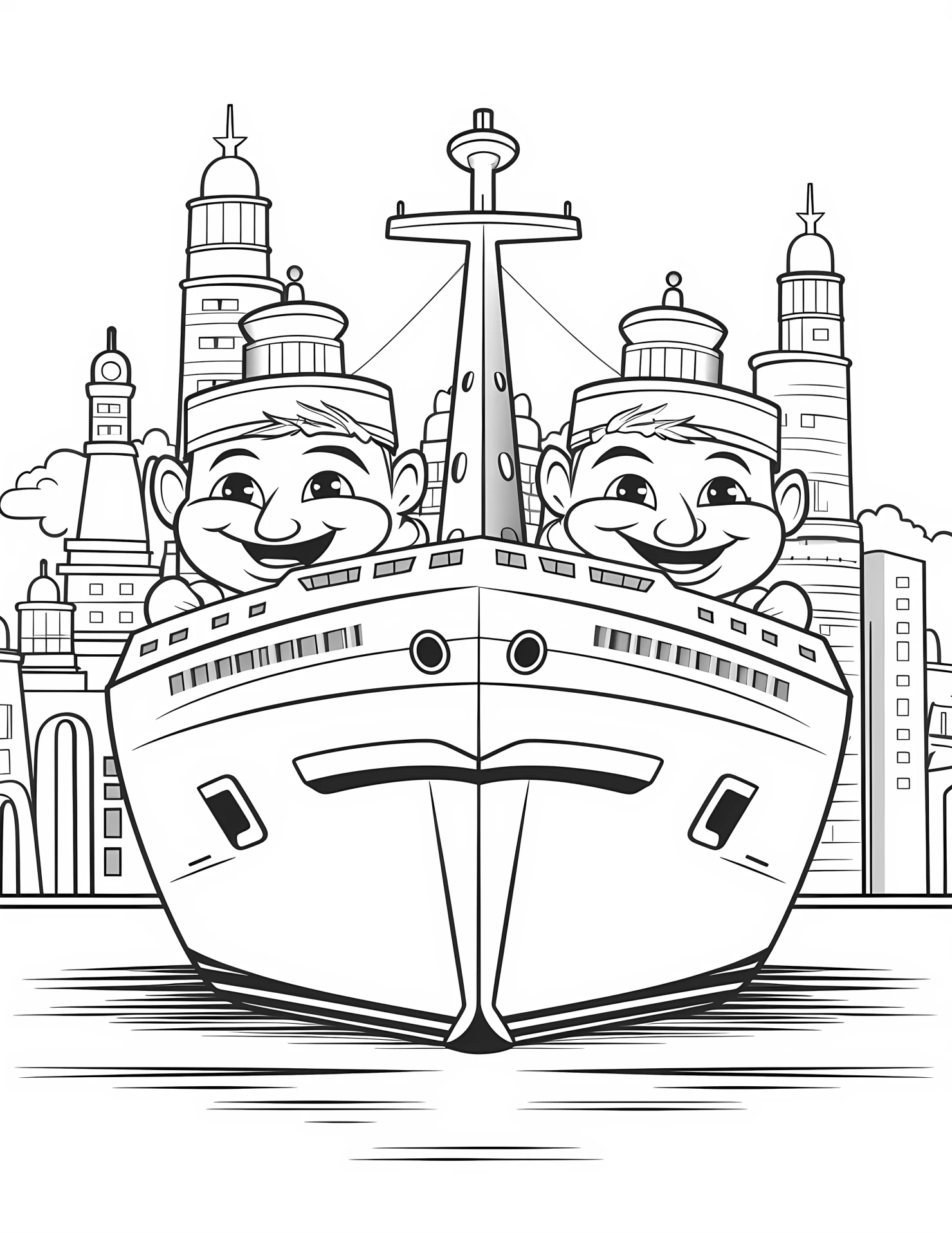 Cruise ship for kids coloring page on white color background #31122