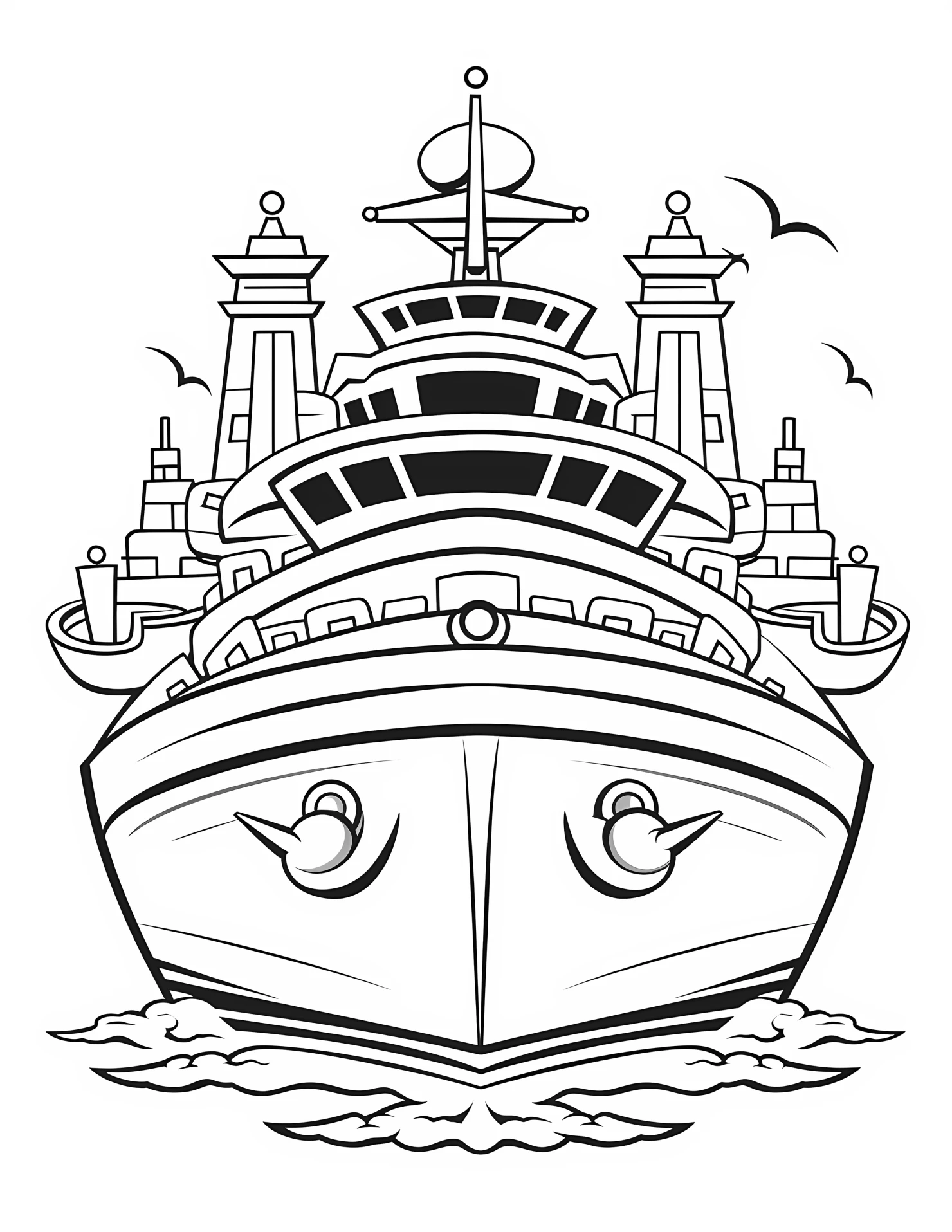 Cruise ship for kids coloring page on white color background #31123