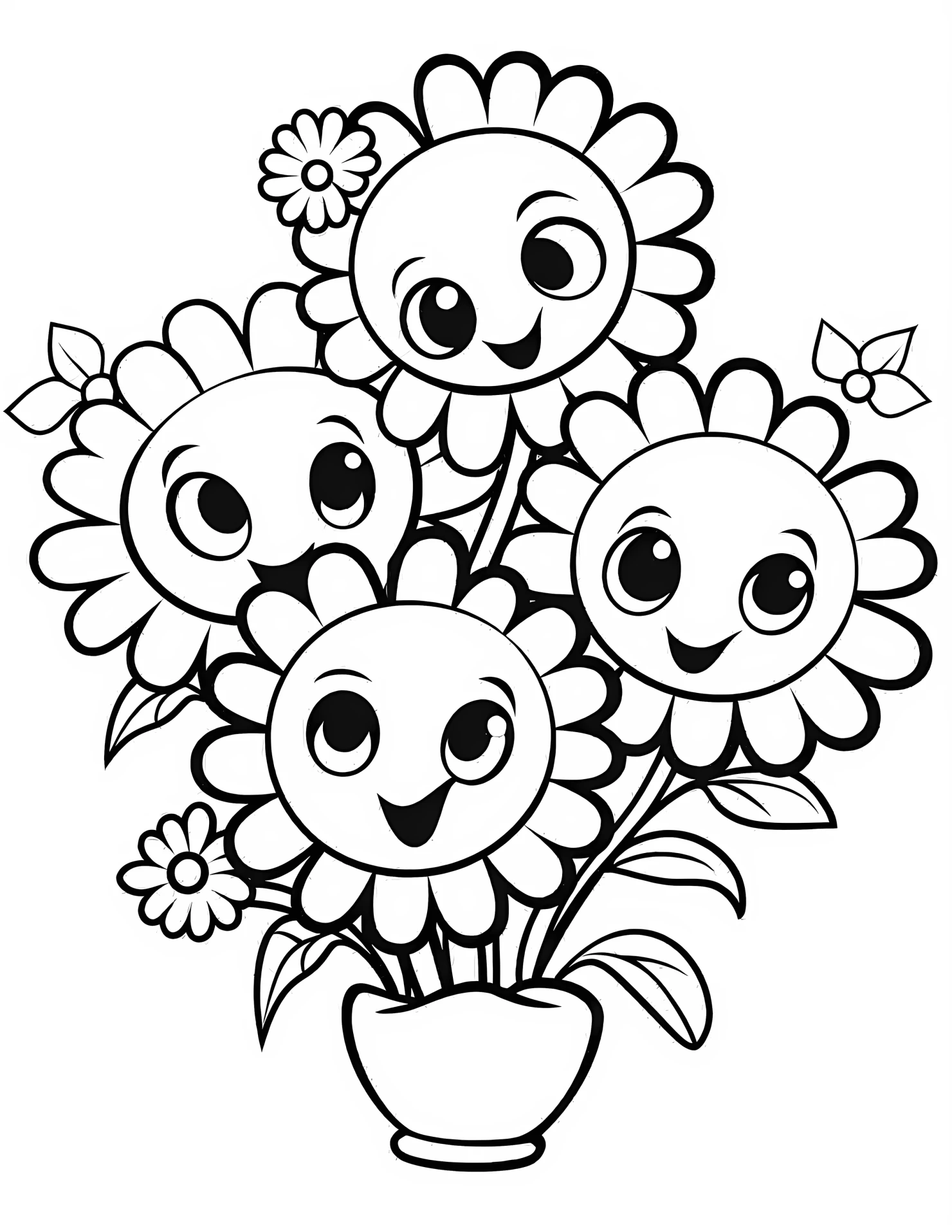 Daisies for kids coloring page on white color background #31150