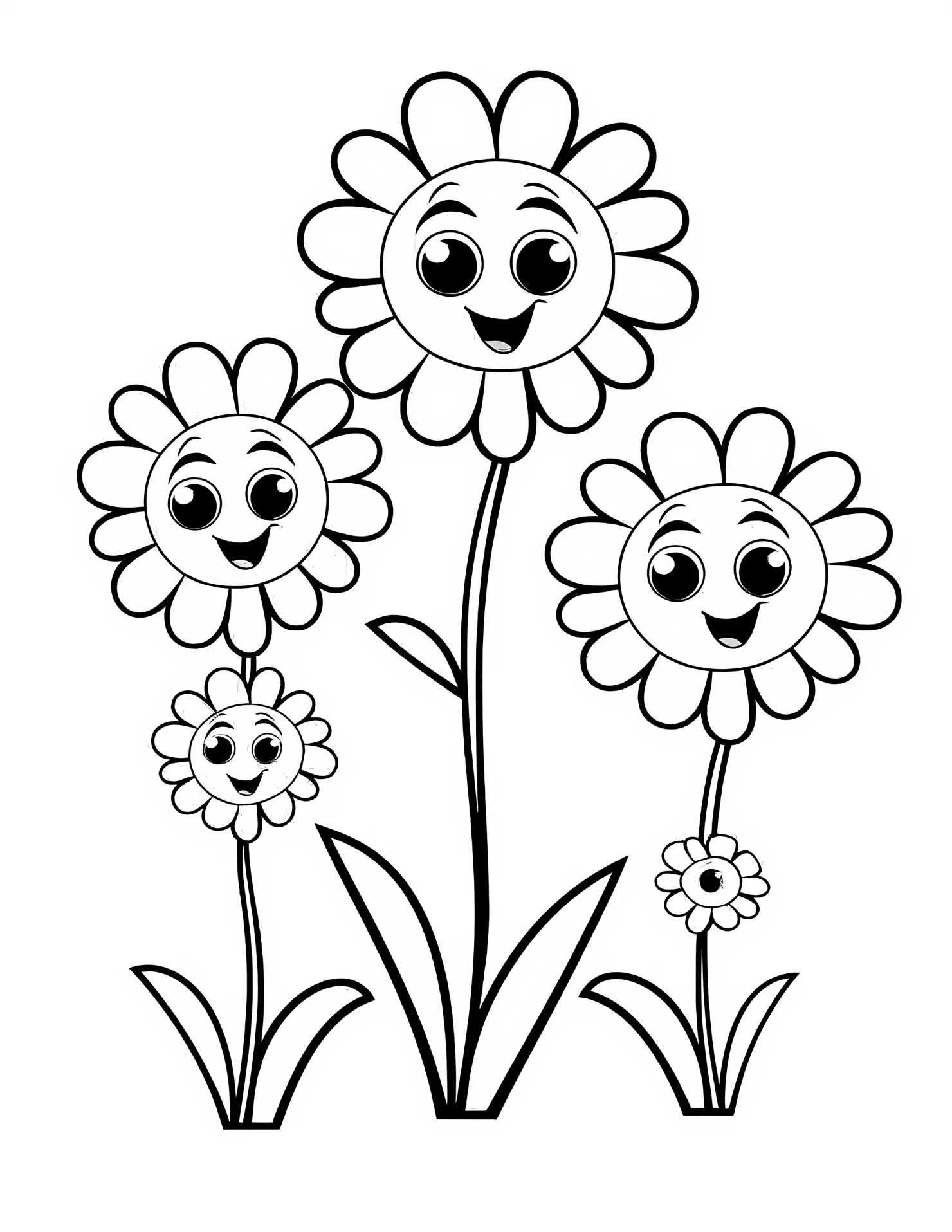 Daisies for kids coloring page on white color background #31151