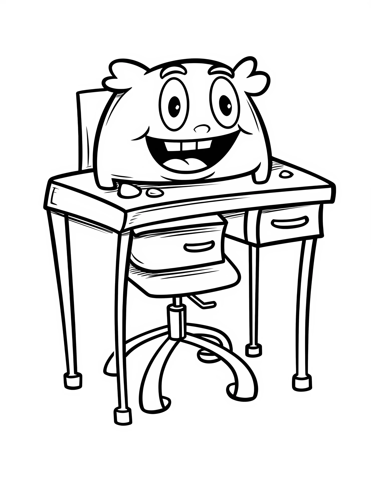 Desk for kids coloring page on white color background #31175